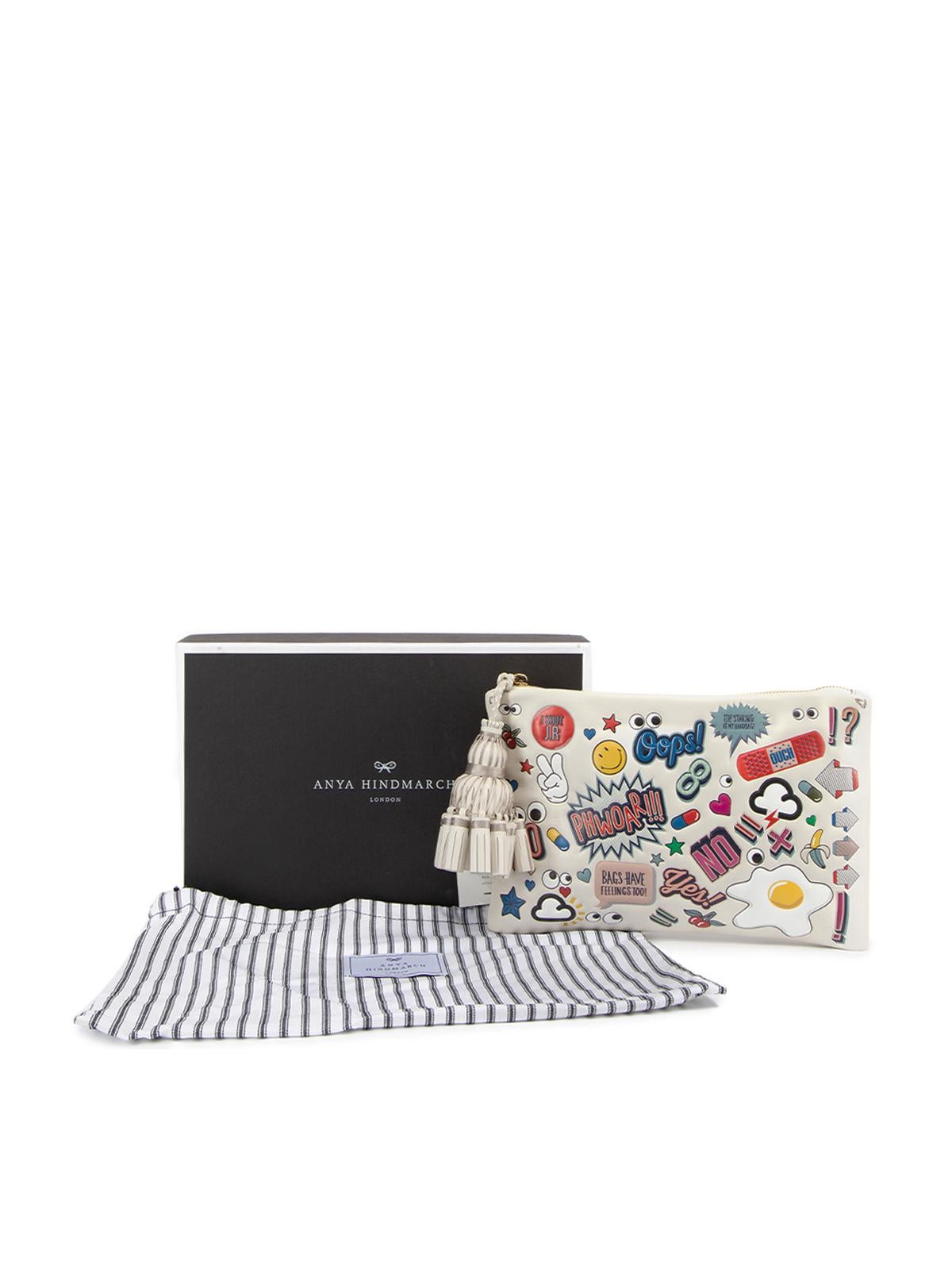 Anya Hindmarch Women's Georgiana All Over Stickers In Chalk Circus Clutch Bag 1