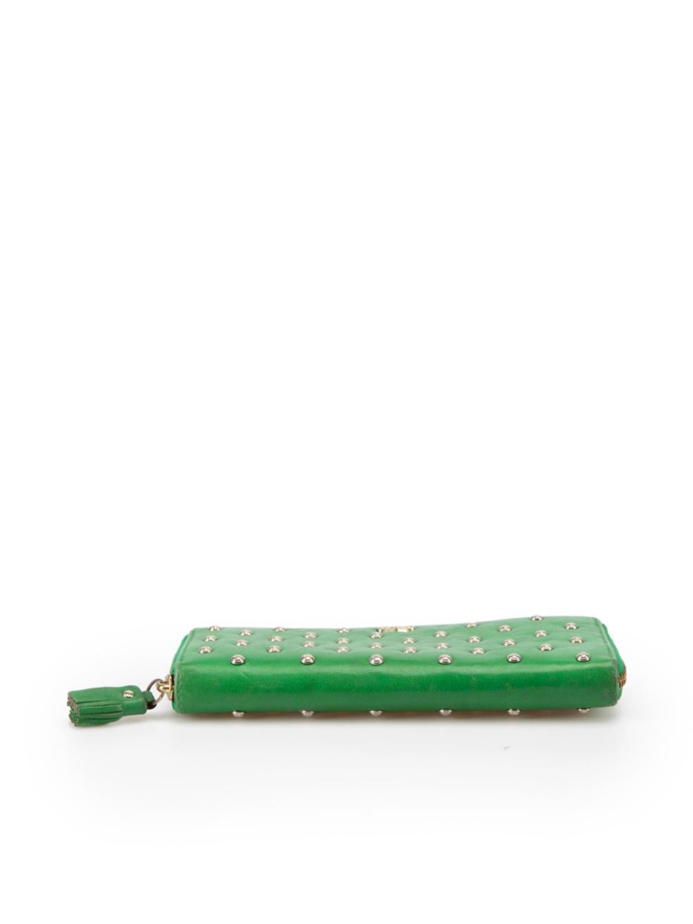 Anya Hindmarch Women's Green Leather Studded Continental Wallet For Sale 1