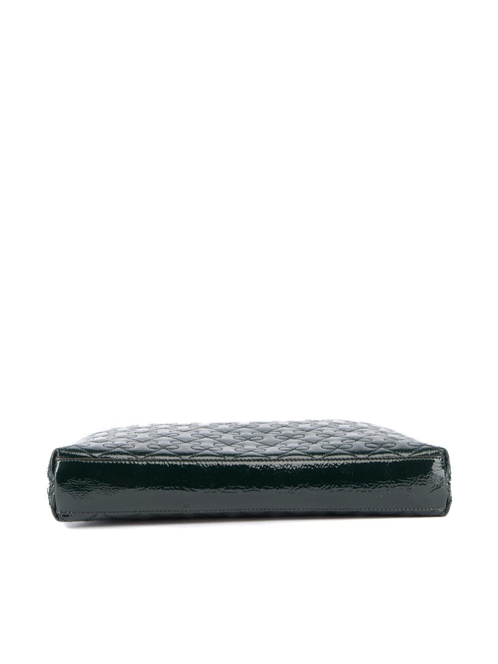 Anya Hindmarch Women's Green Patent Leather Bow Quilted Oversized Clutch Bag In New Condition In London, GB