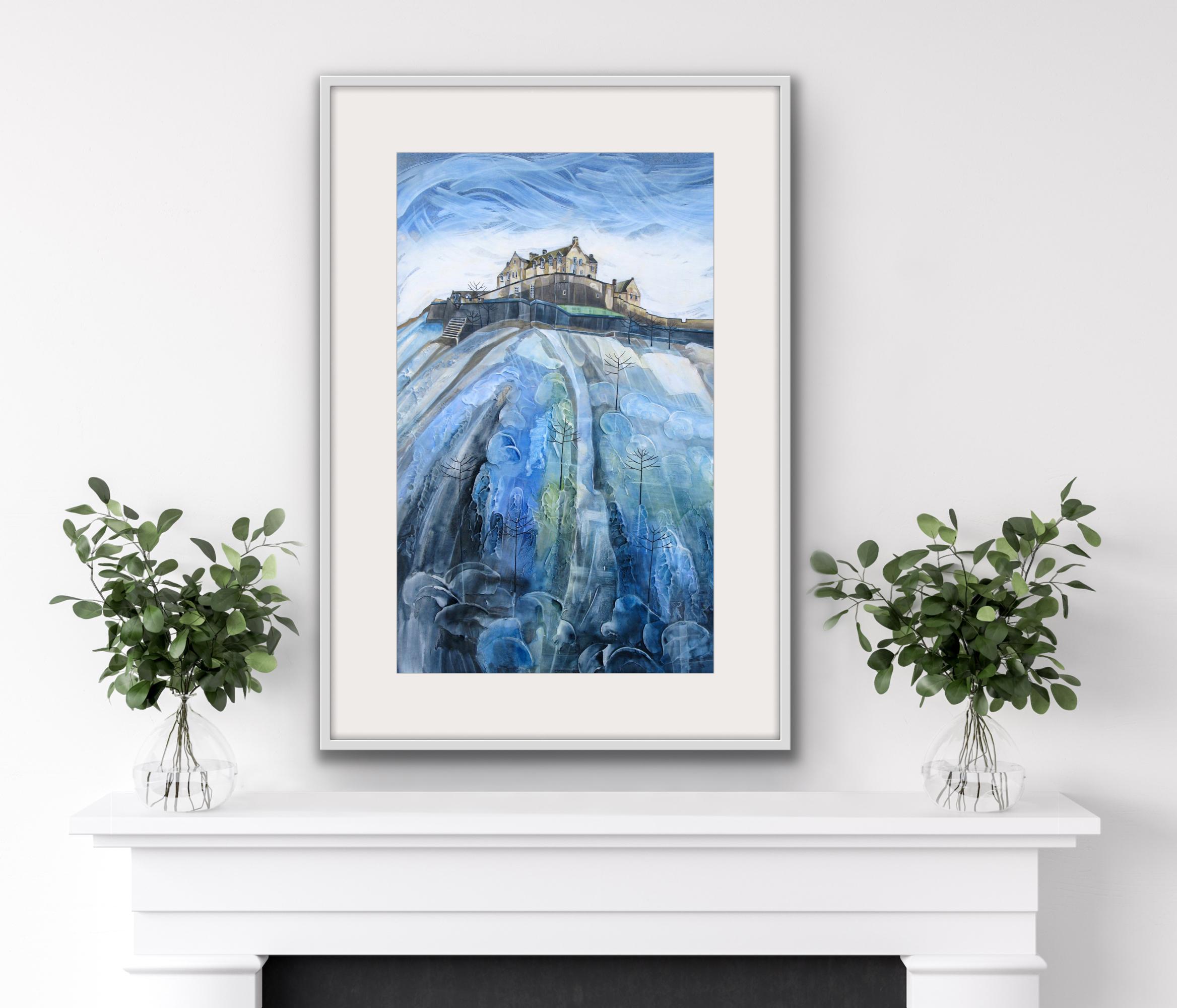 Castle Rock, Edinburgh by Anya Simmons, contemporary art, limited edition print - Blue Figurative Print by Anya Simmons 