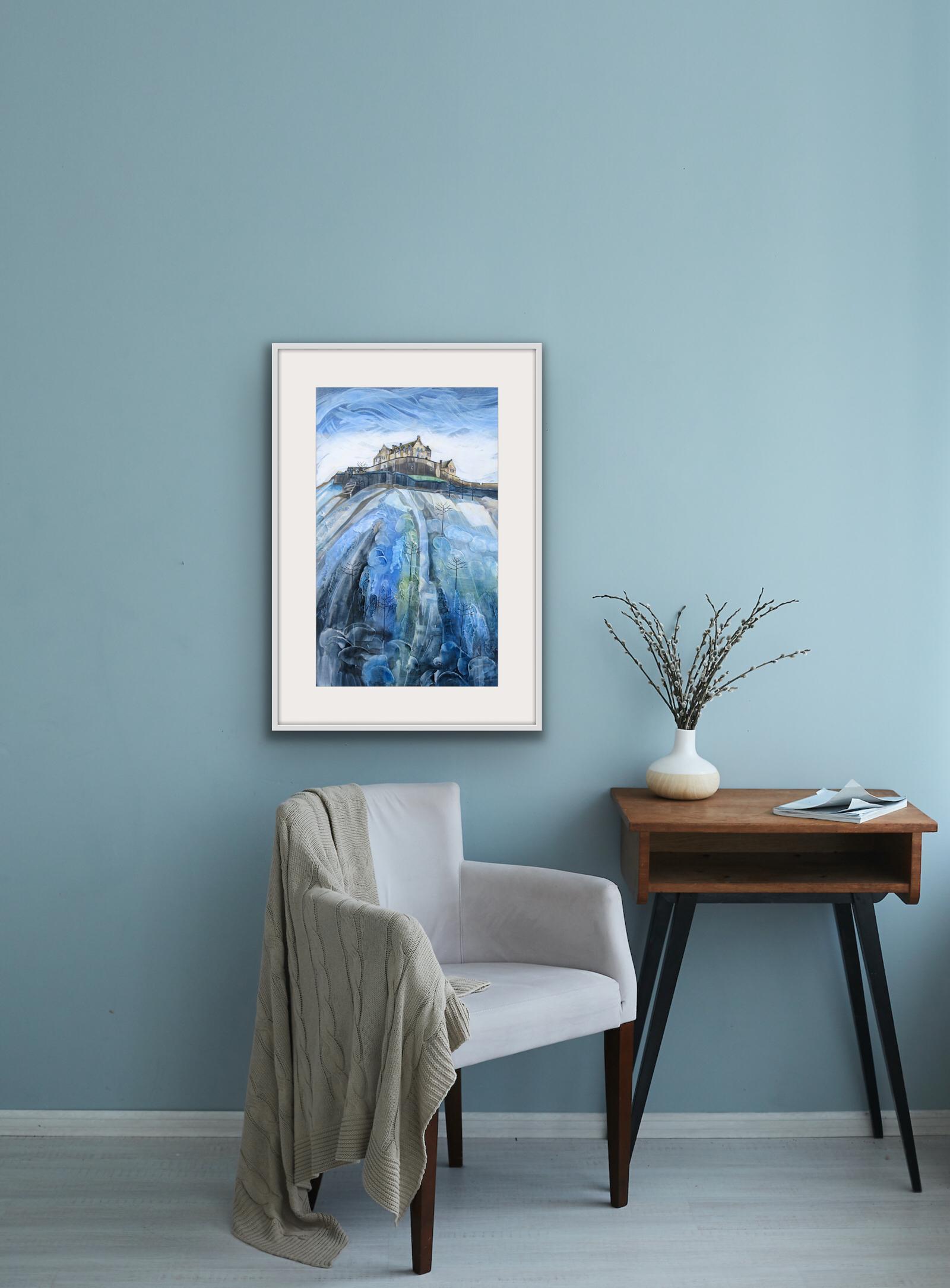 Castle Rock, Edinburgh by Anya Simmons 
Limited edition and hand signed by the artist 
Giclee Print on Paper 
Sold unframed 
Image size: H:75cm x W:52.5cm
Complete size of unframed image: H:75cm x W:52.5cm x D:0.1cm
This Giclée limited edition print