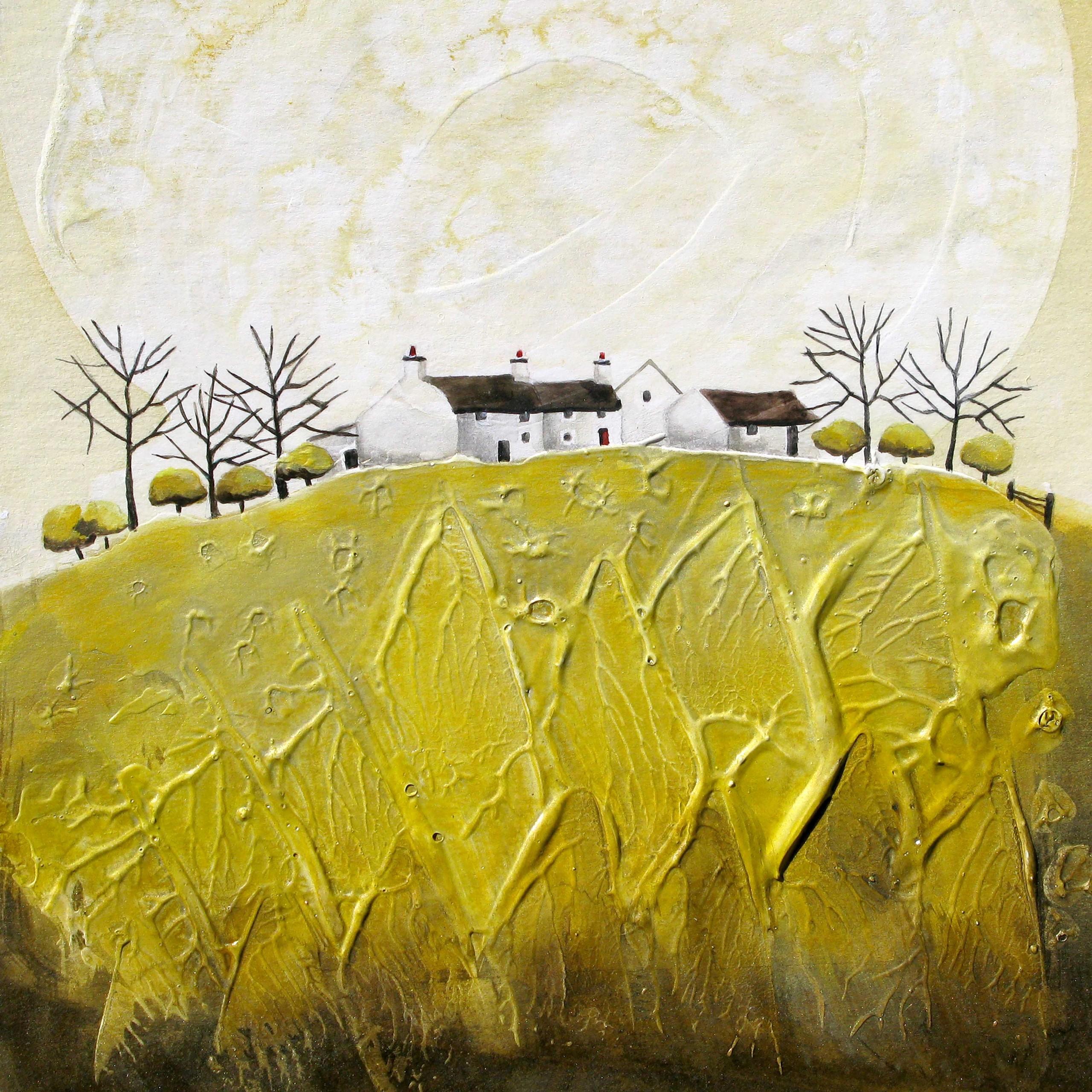 Crater Valley Farm and Crater Cottages 3 diptych - Painting by Anya Simmons