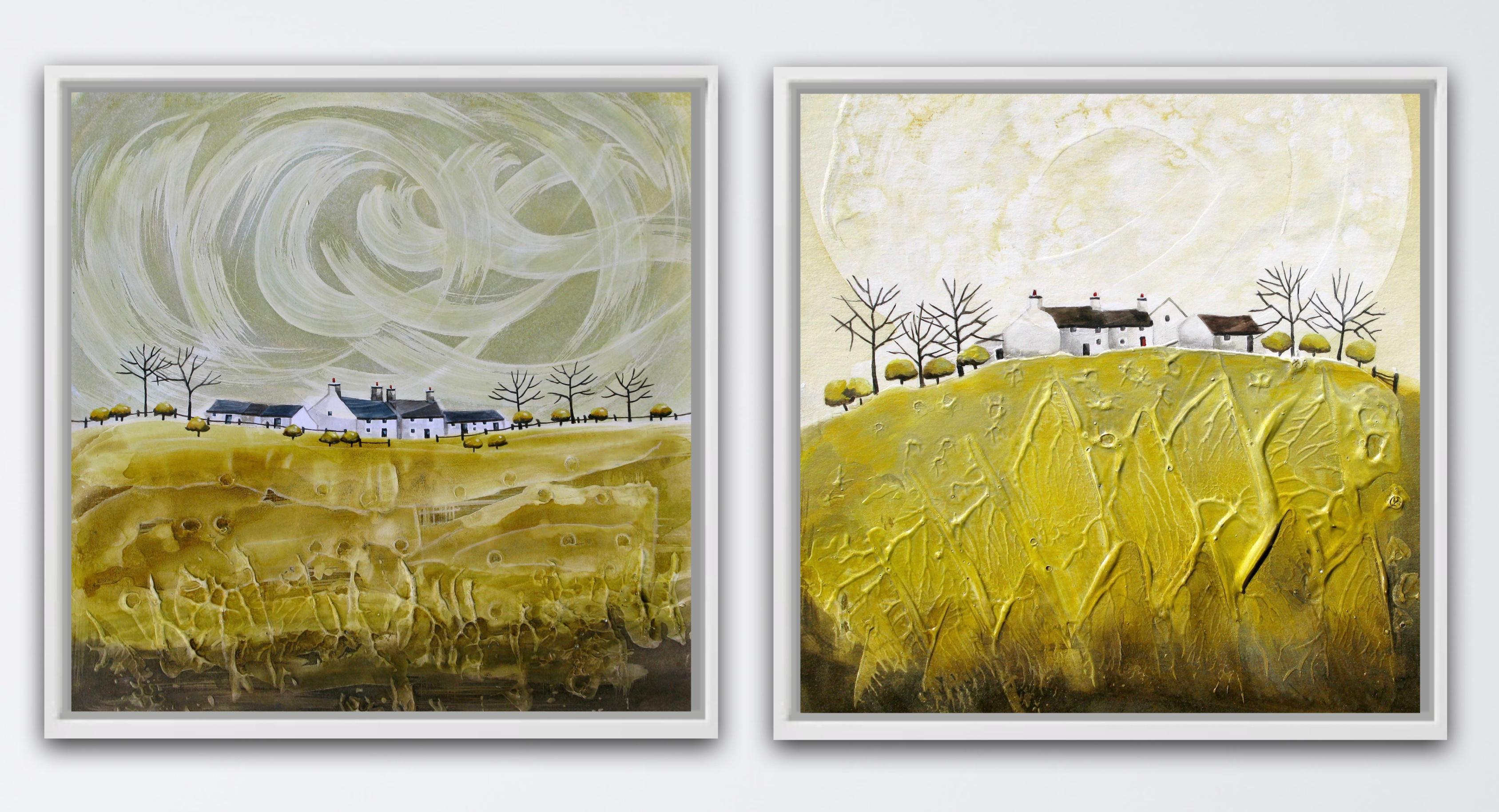 Anya Simmons Landscape Painting - Crater Valley Farm and Crater Cottages 3 diptych