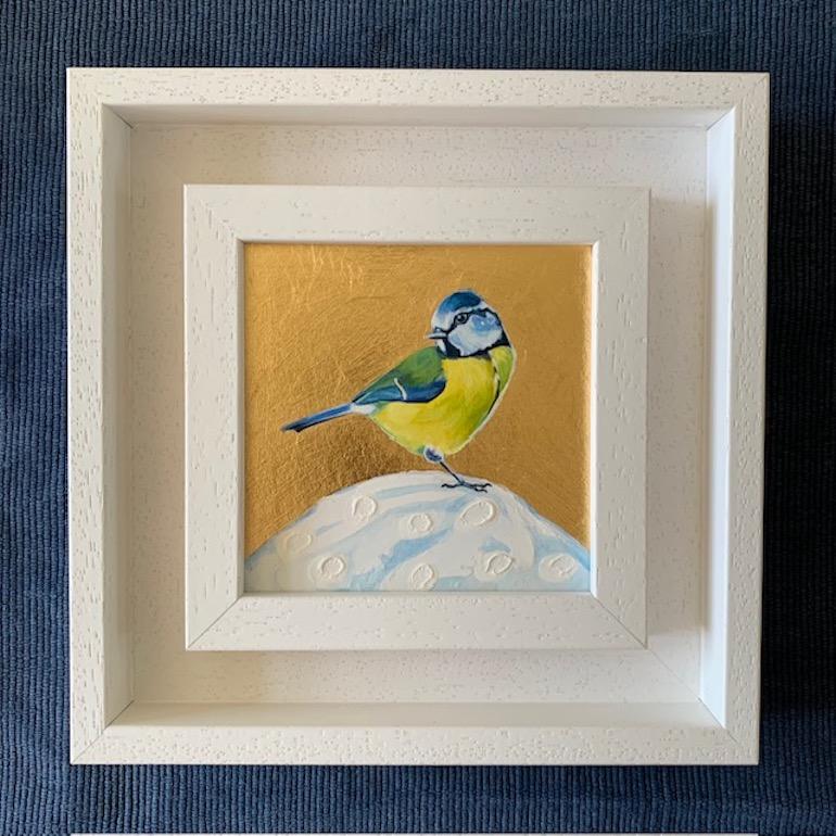 Herrerillo común 4 y Martín pescador pequeño, Díptico sobre la luna, Aves en venta 7