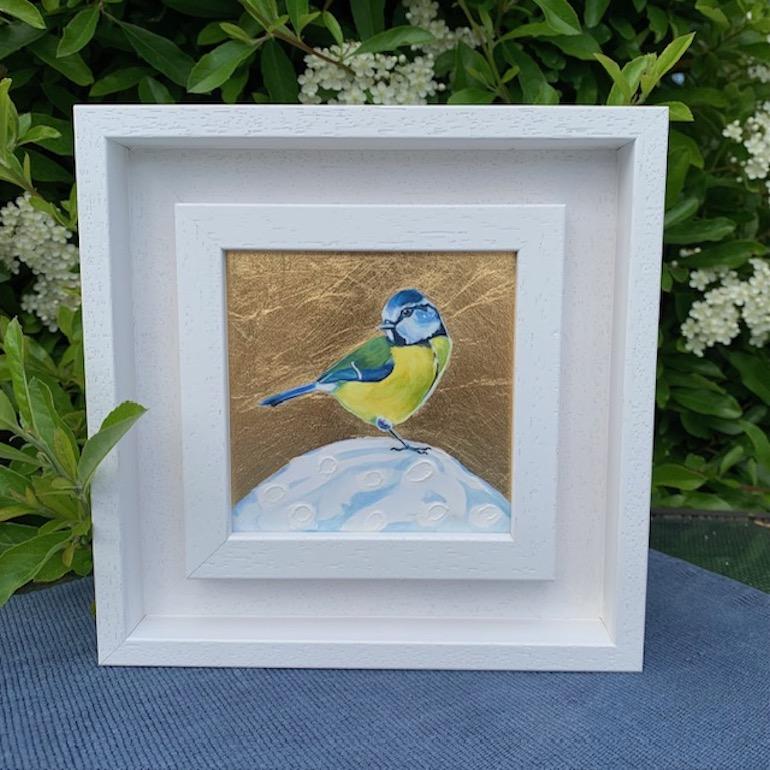 Herrerillo común 4 y Martín pescador pequeño, Díptico sobre la luna, Aves en venta 2