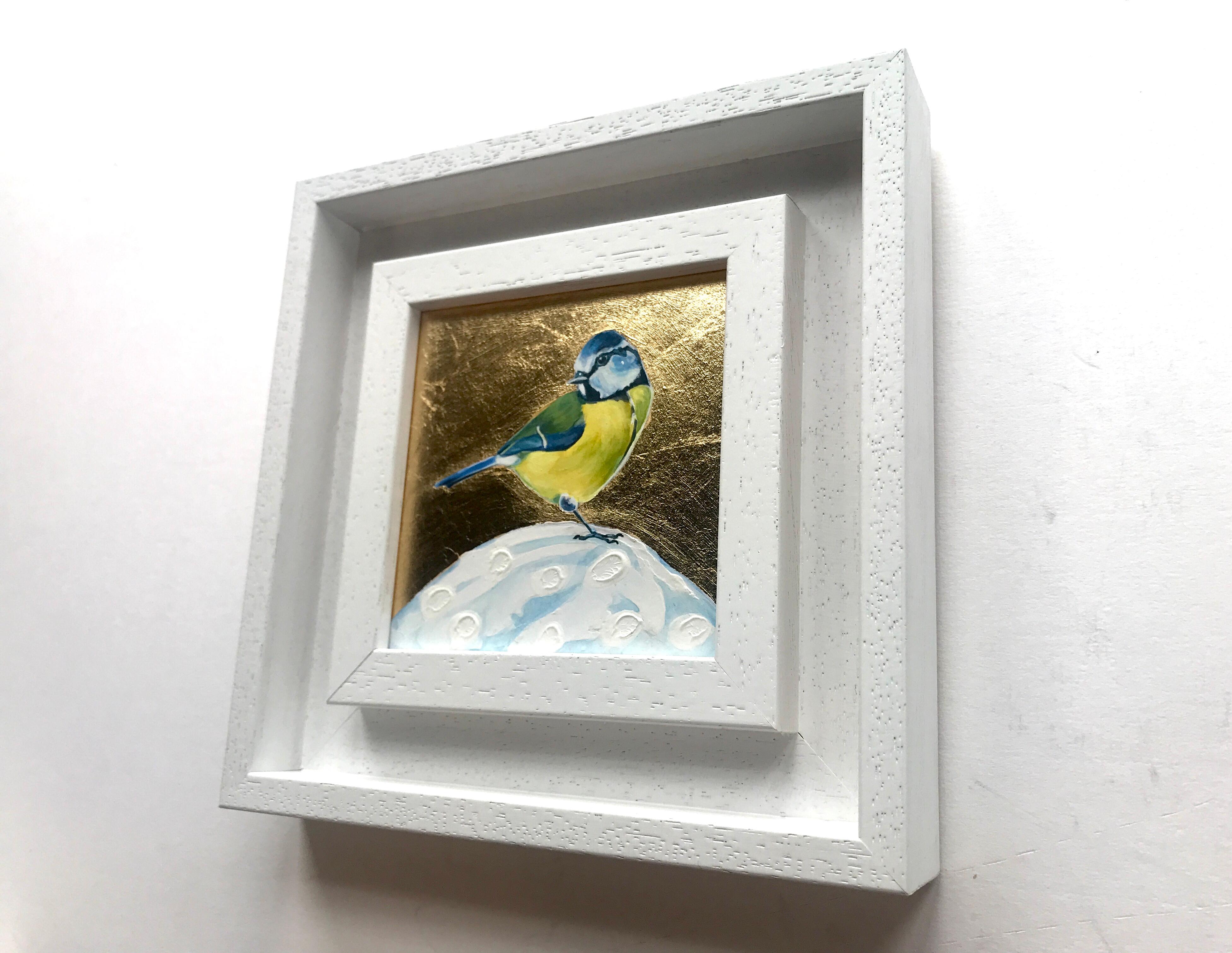 Herrerillo común 4 y Martín pescador pequeño, Díptico sobre la luna, Aves en venta 4