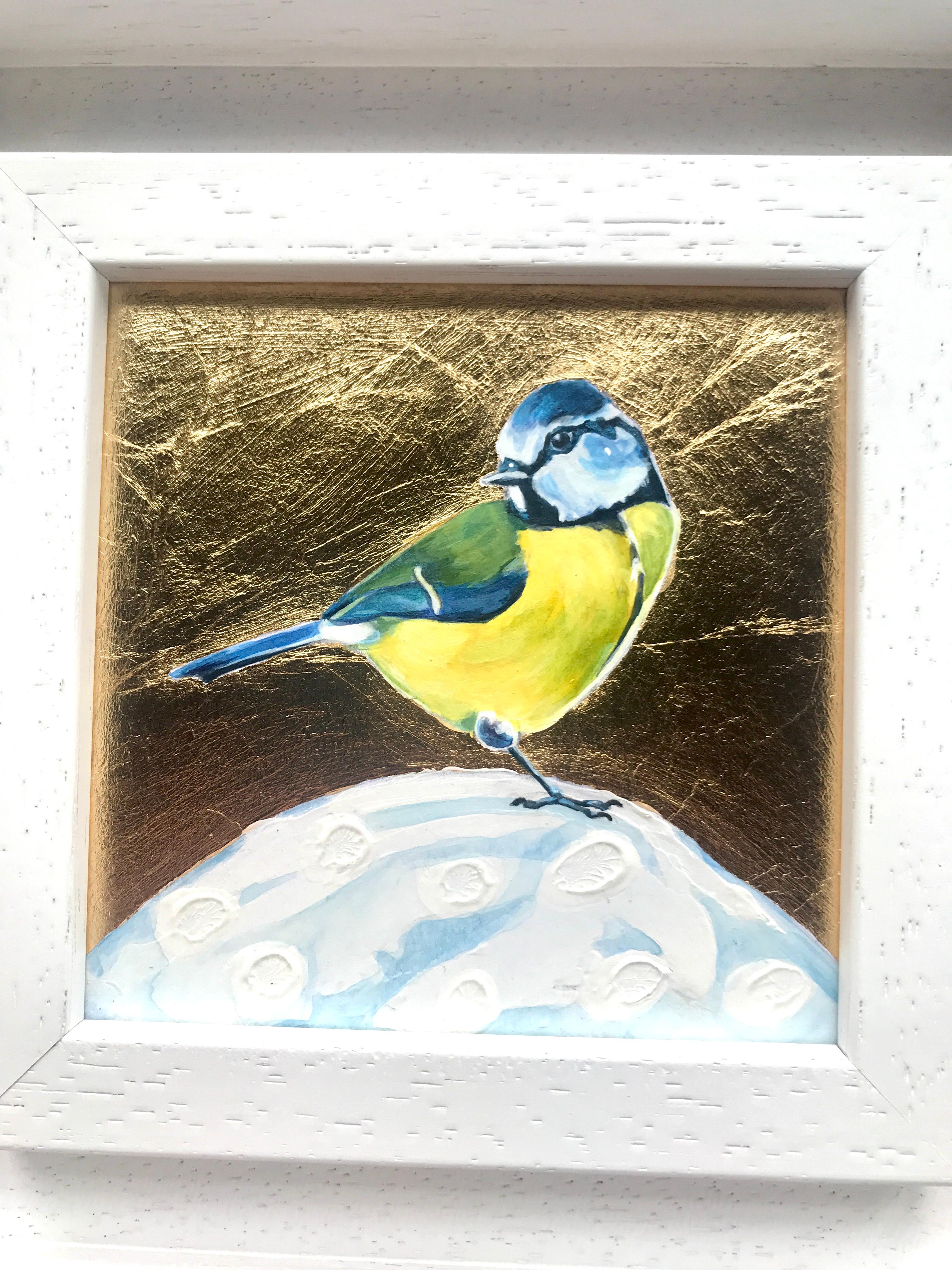 Herrerillo común 4 y Martín pescador pequeño, Díptico sobre la luna, Aves en venta 6