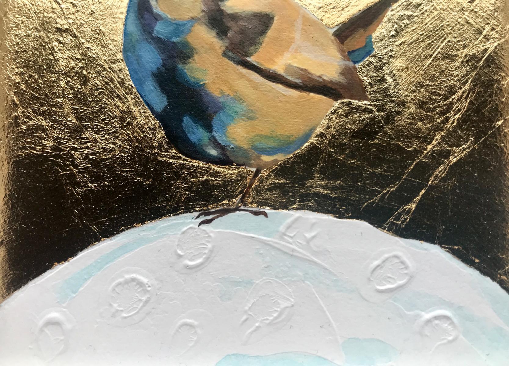 Little Wren 3, Over, Over The Moon, Pájaros, Arte animal, Naturaleza, Pan de oro 1
