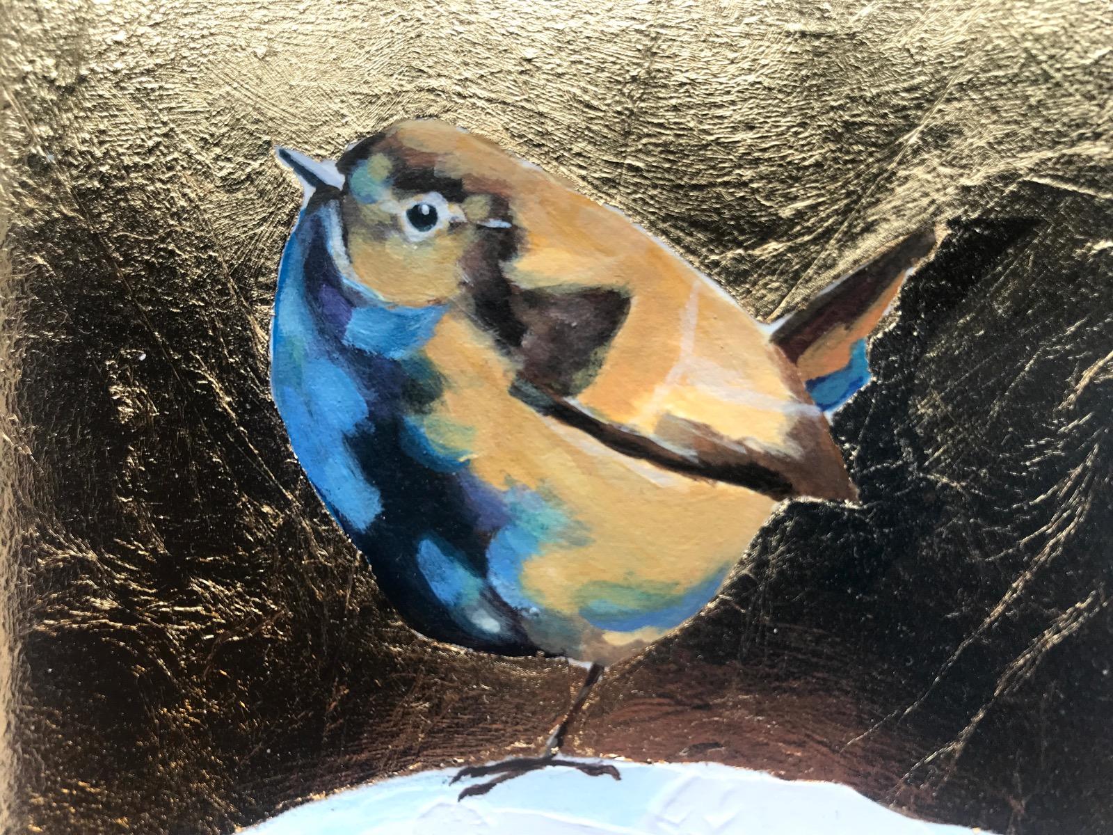 Little Wren 3, Over, Over The Moon, Pájaros, Arte animal, Naturaleza, Pan de oro 2