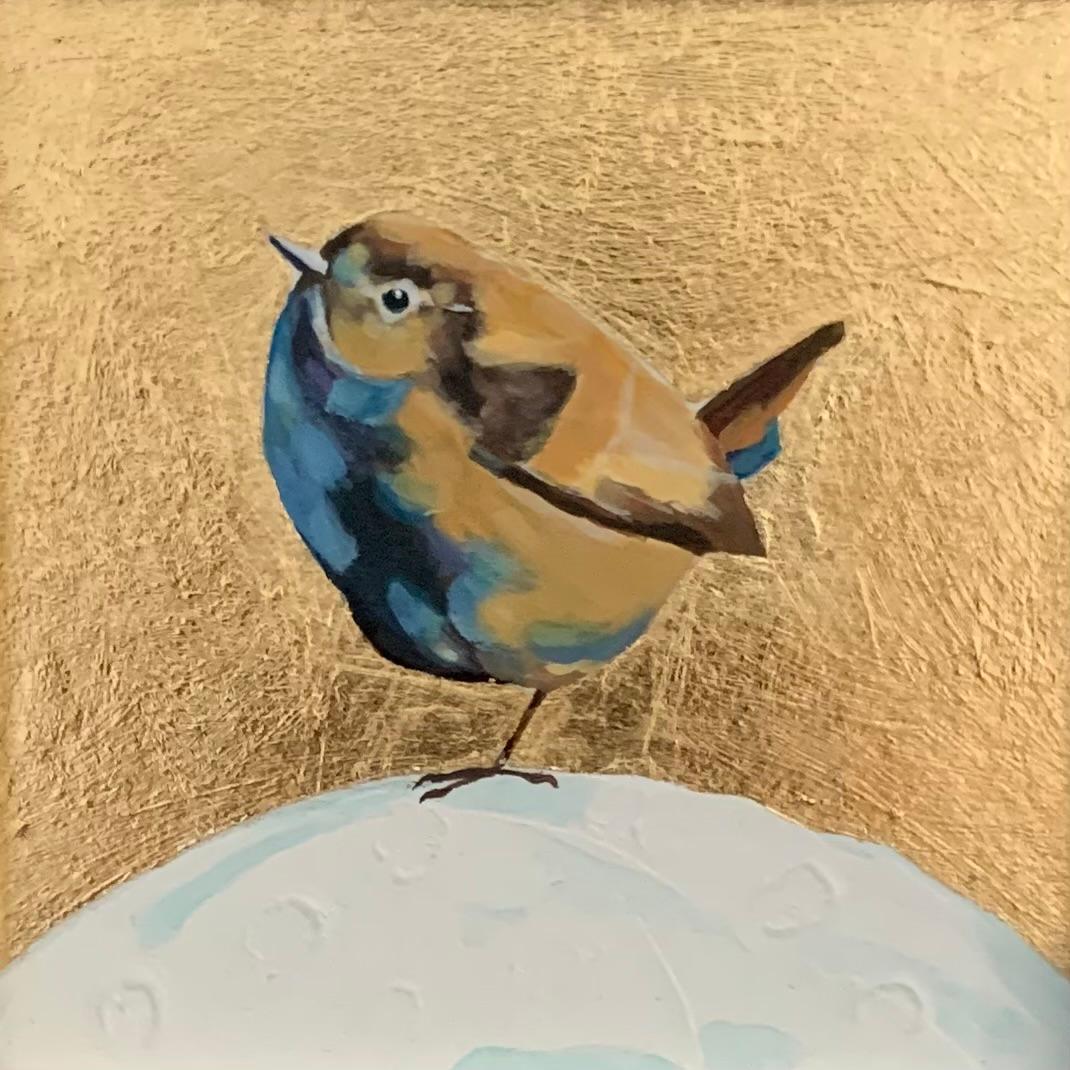 Little Wren 3, Over, Over The Moon, Pájaros, Arte animal, Naturaleza, Pan de oro 4