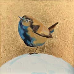 Little Wren 3, Over, Over The Moon, Birds, Animal art, Nature, Gold leaf