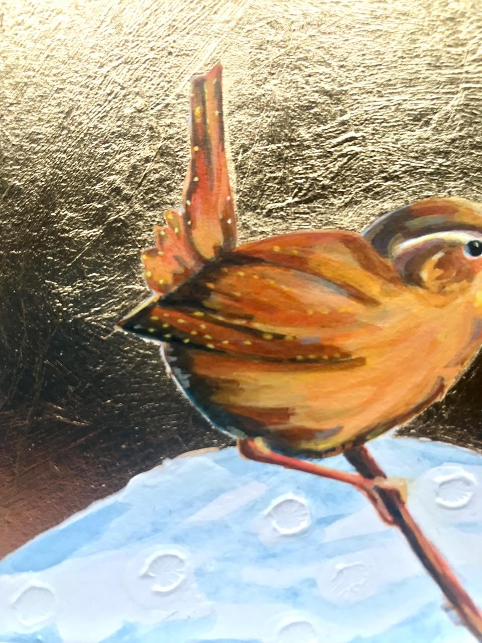 Little Wren 4, Over The Moon, Pájaro, Naturaleza, Animales, Oro en venta 6