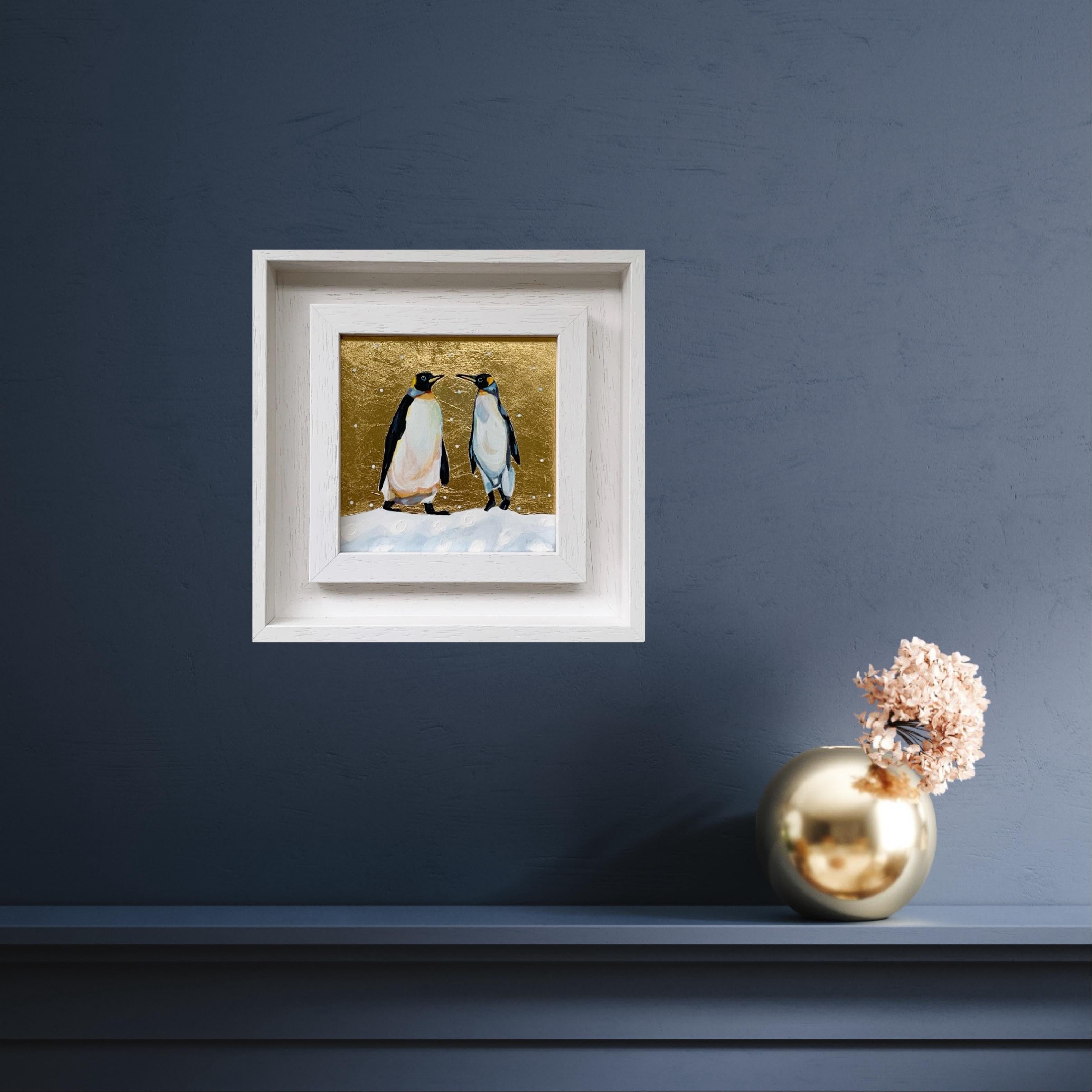 Penguin Love. Pippin & Pip Catching UP, Original painting, nature, animal For Sale 1
