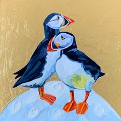 Puffin Duo, Over the Moon and Puffin Fluffin, Set of 2, original painting