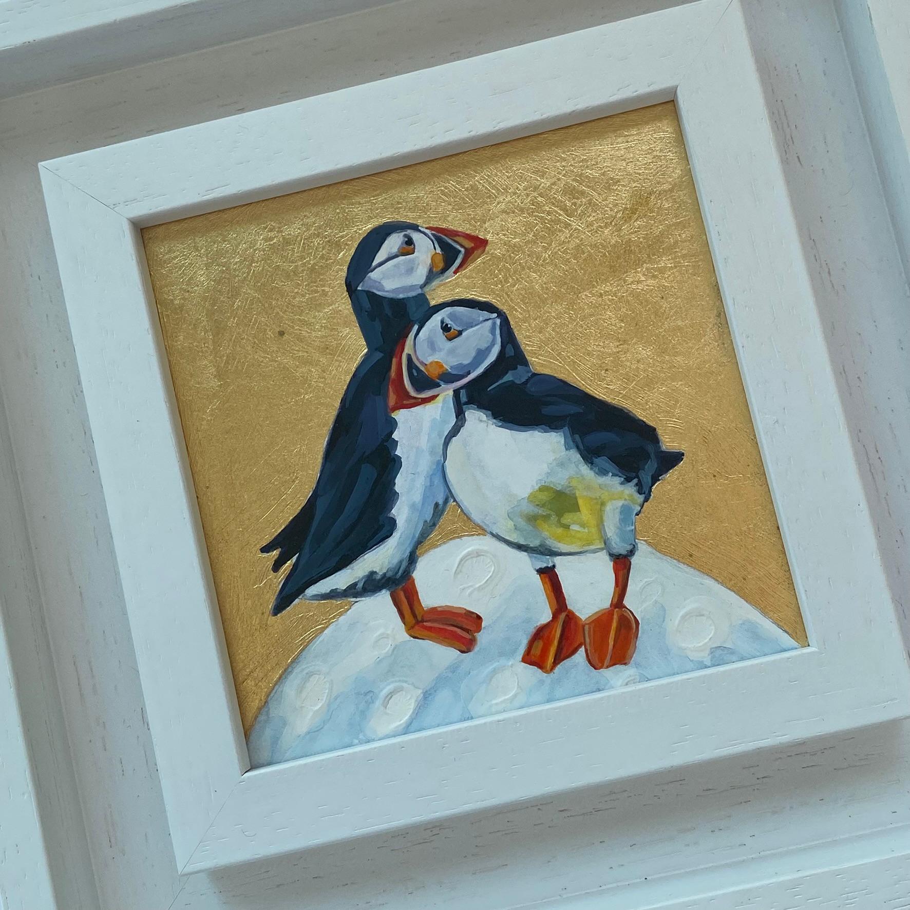Puffin Duo, Over the Moon, Bird, Nature, Animals, Original painting For Sale 2