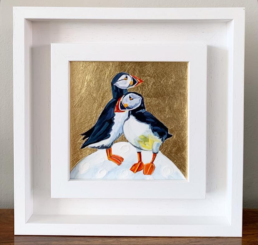 Puffin Duo, Over the Moon, Bird, Nature, Animals, Original painting For Sale 3