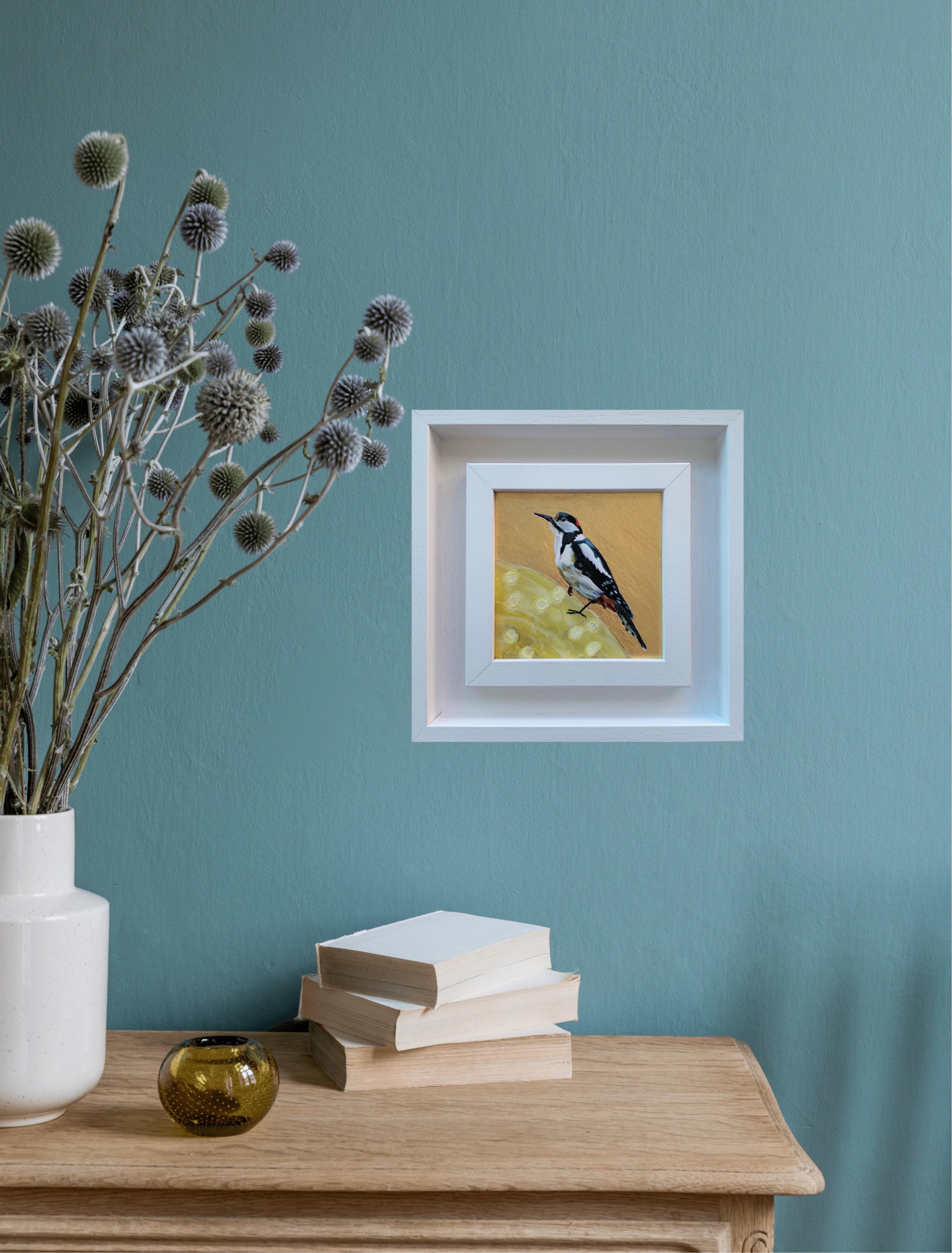 Woodpecker-Woody Love, Over the Moon, Bird, Nature, Animals, Original painting For Sale 2