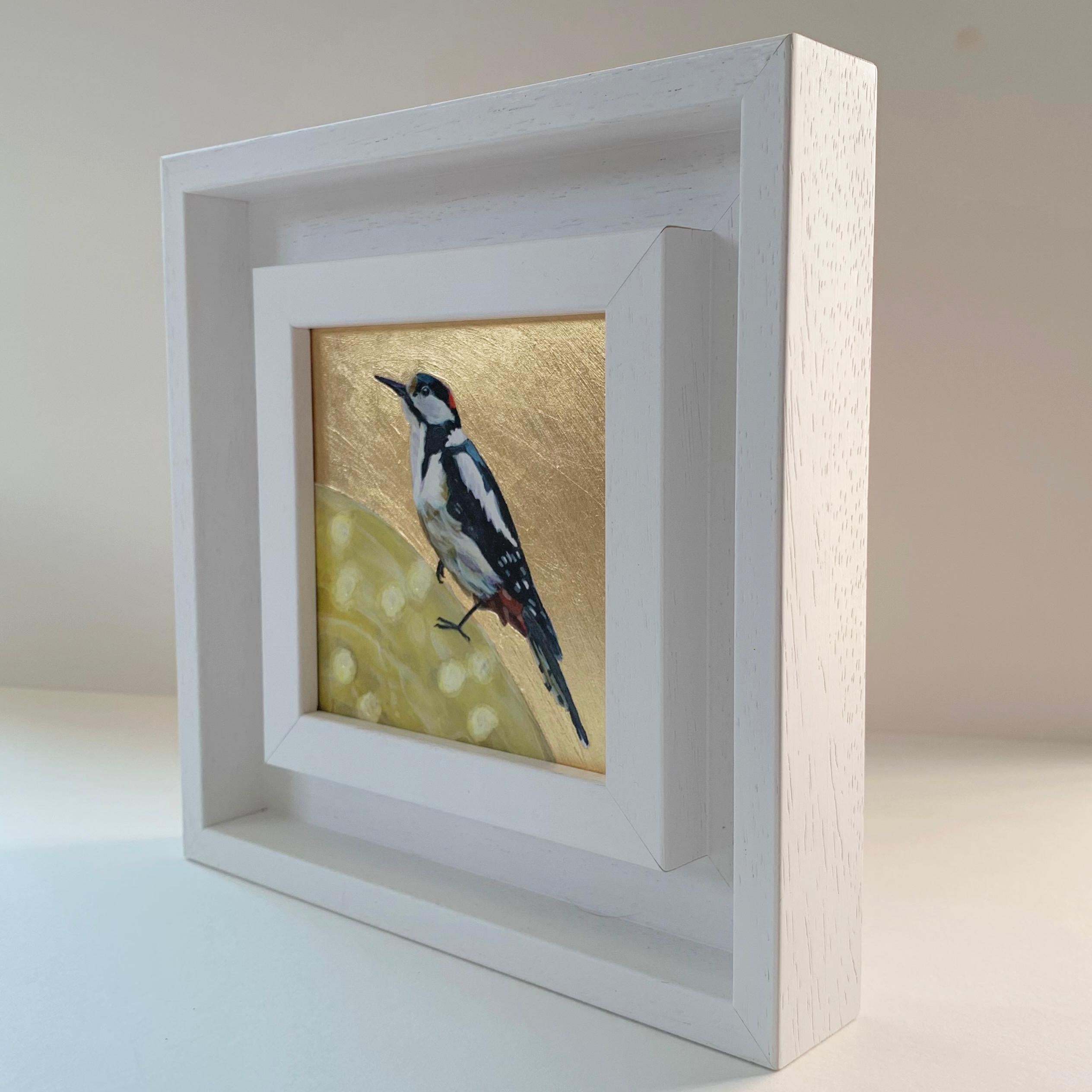 Woodpecker-Woody Love, Over the Moon, Bird, Nature, Animals, Original painting For Sale 4