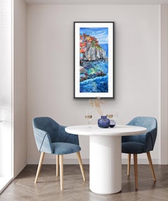 Manarola, Italia, Arte costiera italiana, Pittura di paesaggi marini, Arte di Manarola