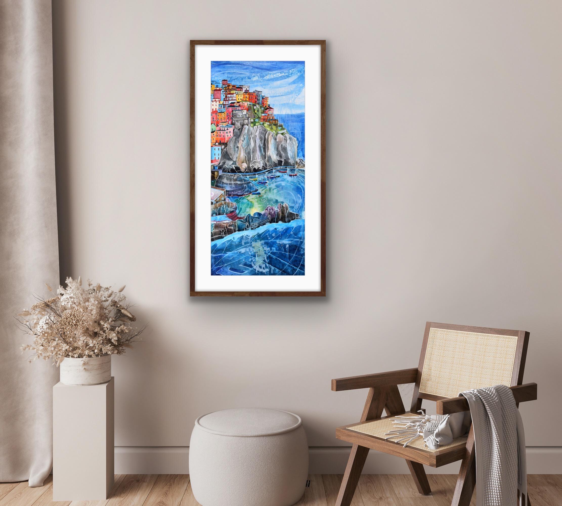 Manarola, Italy, Italian Coastal Art, Seascape Painting, Manarola Art For Sale 2