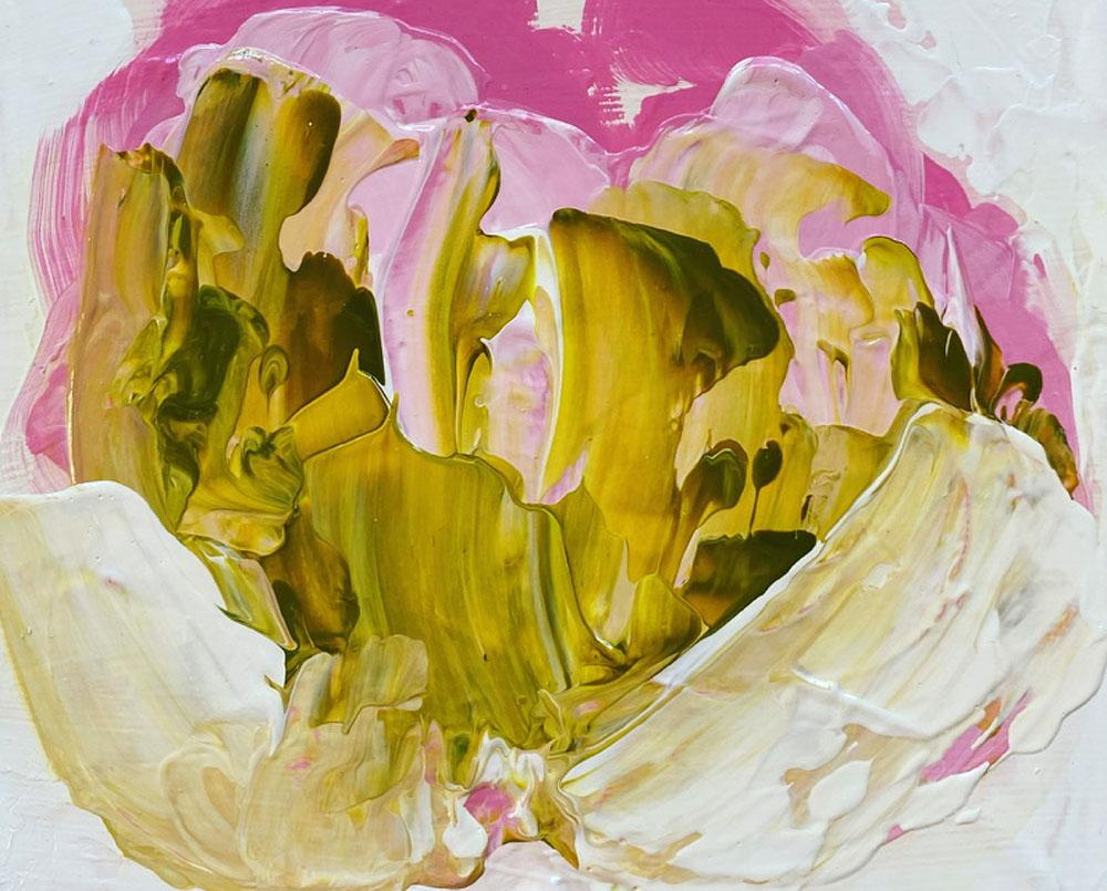 vert, or, rose (peinture abstraite) - Expressionnisme abstrait Painting par Anya Spielman