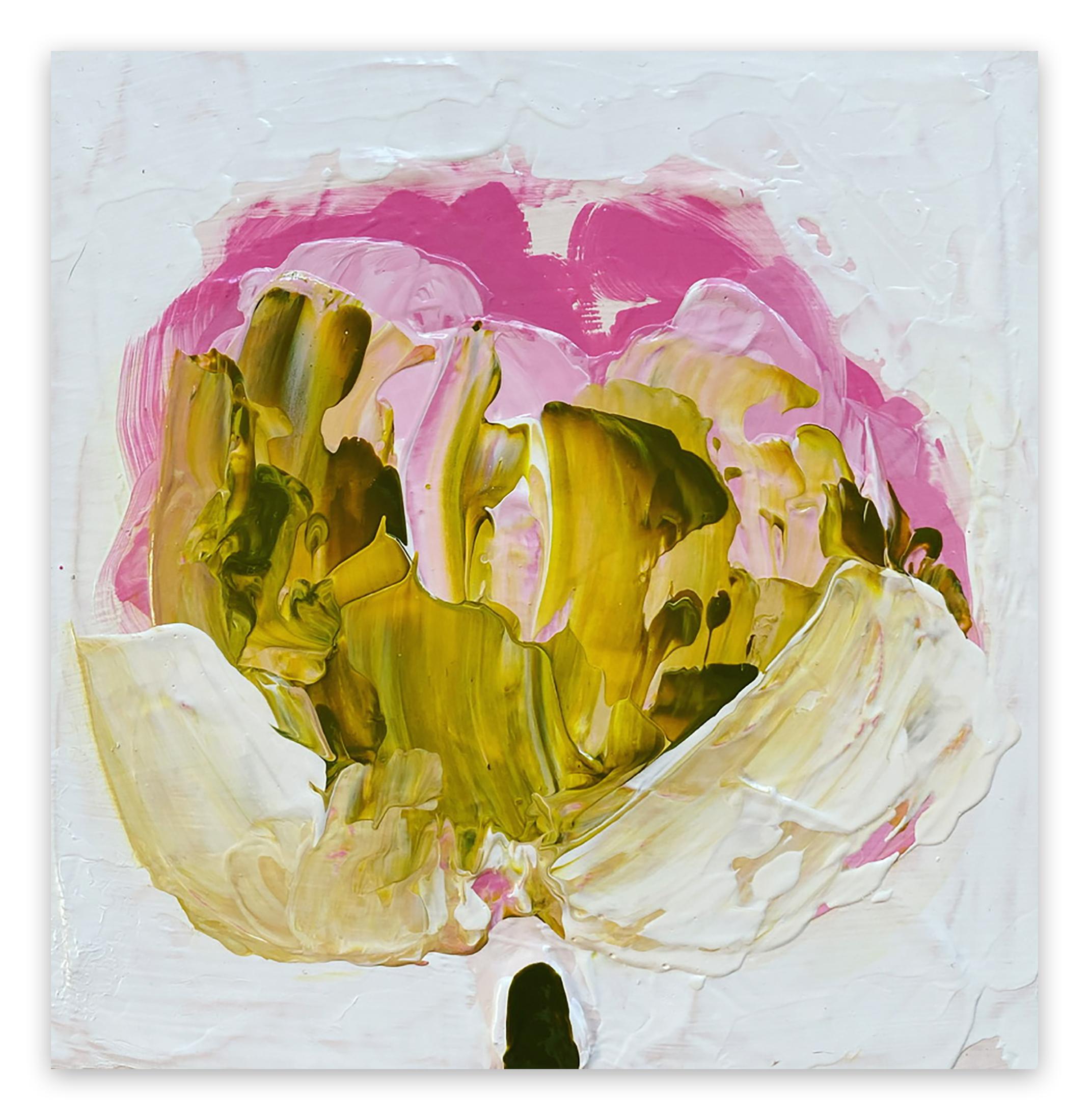 Anya Spielman Abstract Painting – Grün, Gold, Rosa (Abstraktes Gemälde)