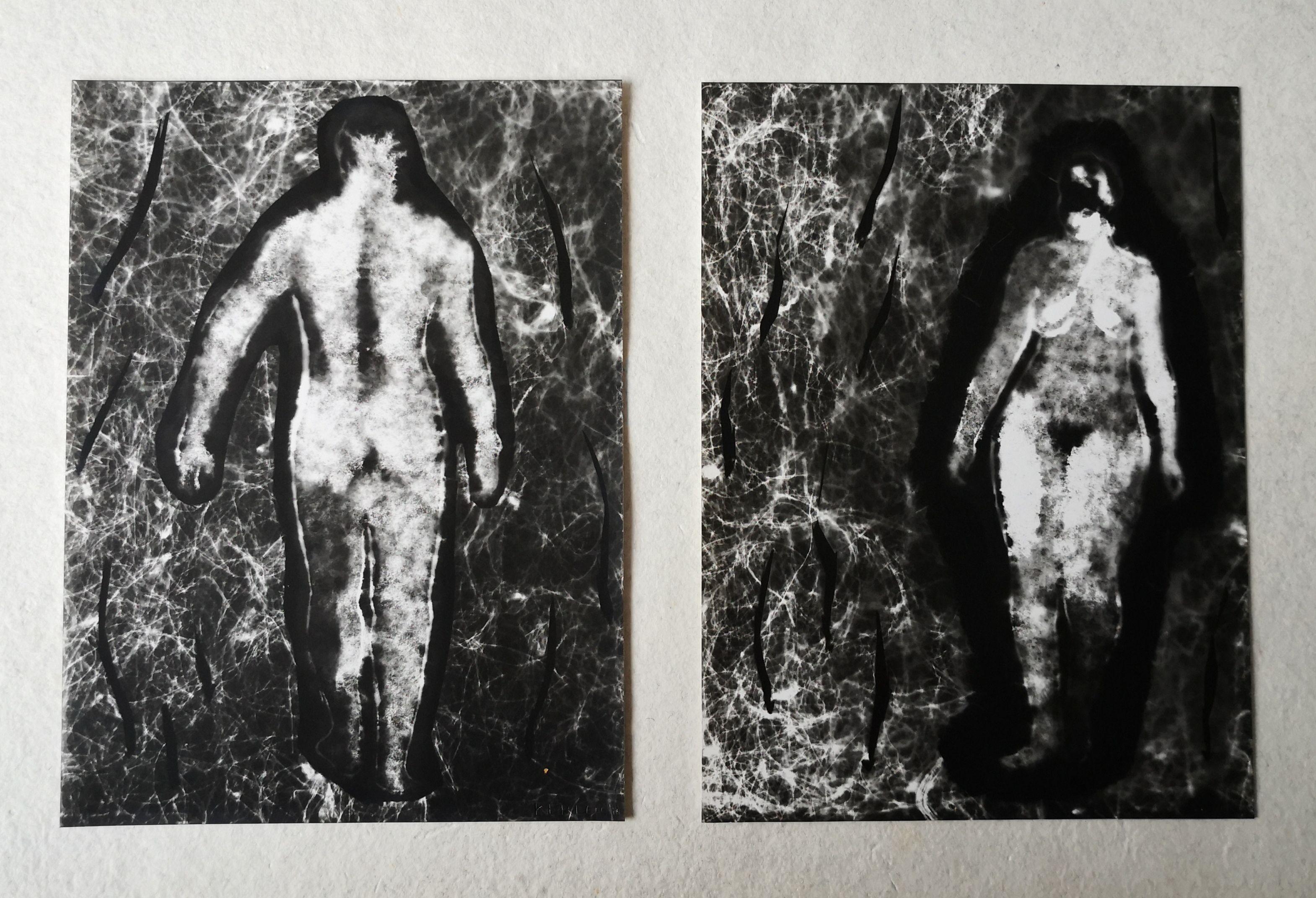 Adam and Eve, Mixed Media on Paper - Mixed Media Art by Anyck Alvarez Kerloch
