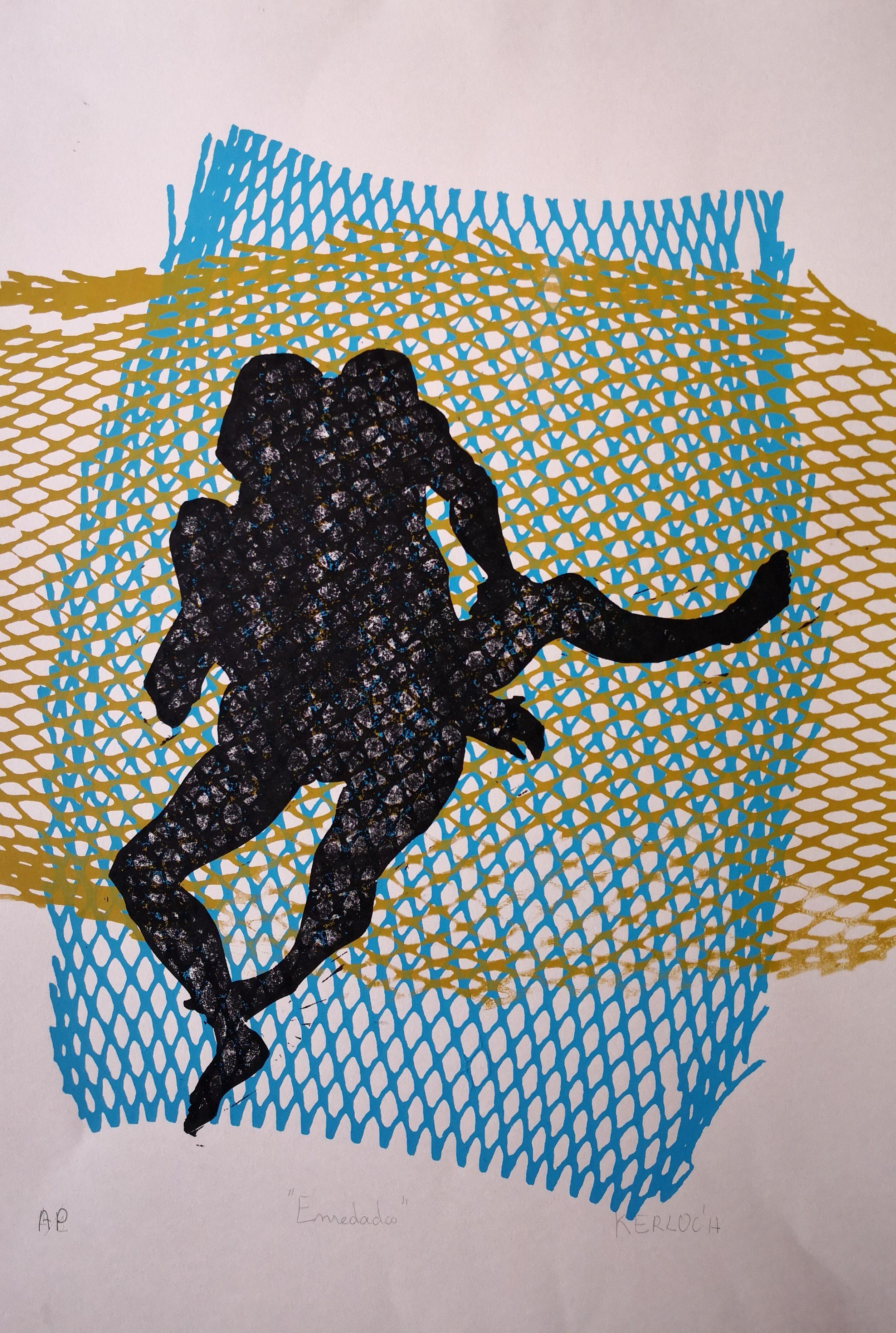 Enredados (Entwined), médias mixtes sur papier - Mixed Media Art de Anyck Alvarez Kerloch