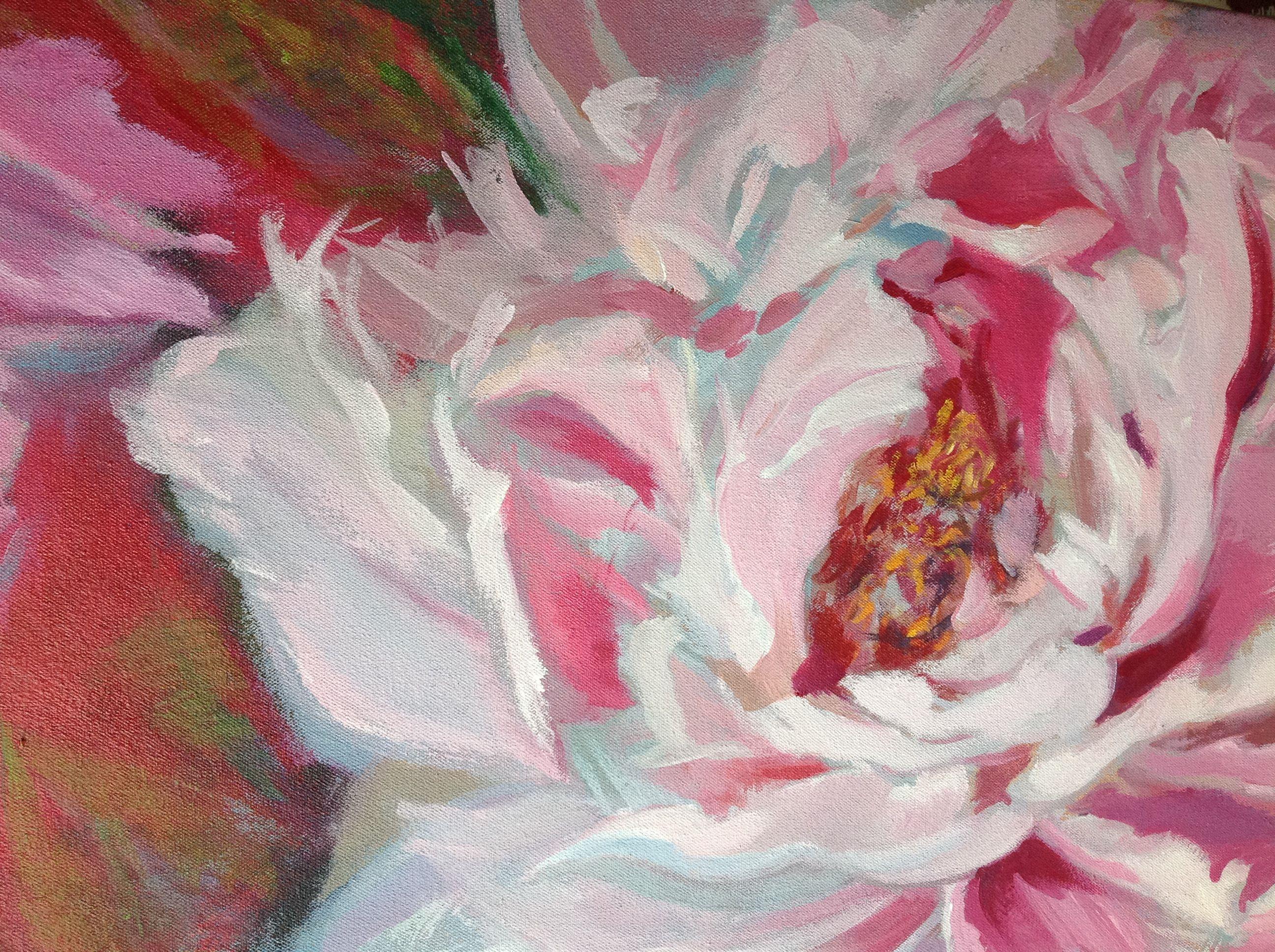 Big Flowers, Painting, Acrylic on Canvas For Sale 2