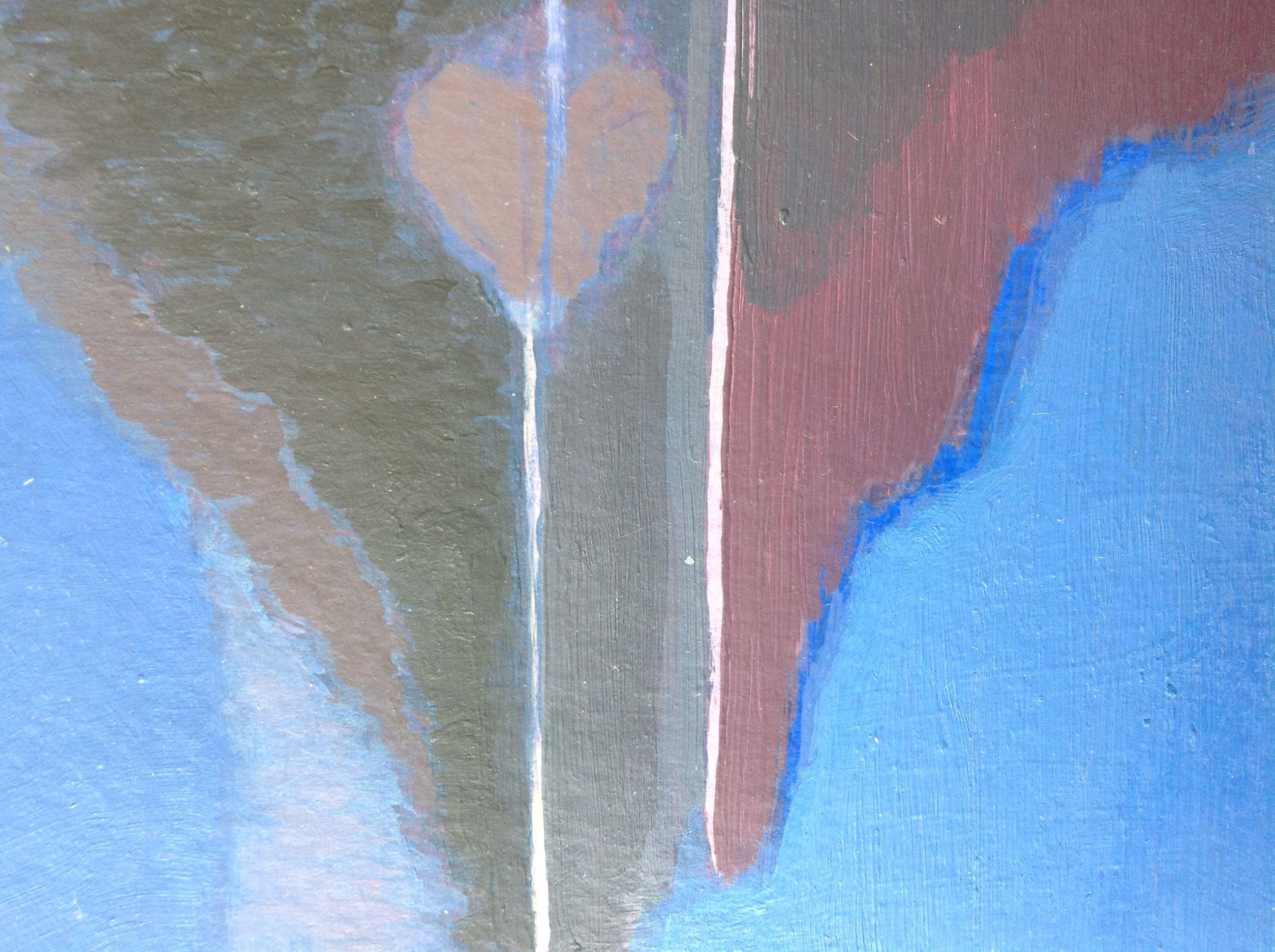 Acrylarbeit auf schwerem Archivmaterial  Papier.  Zwei Freunde gleiten schweigend über einen See. Alles ist ruhig, bis auf das Geräusch eines Eistauchers :: Gemälde :: Contemporary :: Dieses Werk wird mit einem offiziellen, vom Künstler