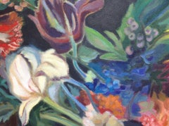 Flowers on Black, Painting, Acrylic on Canvas
