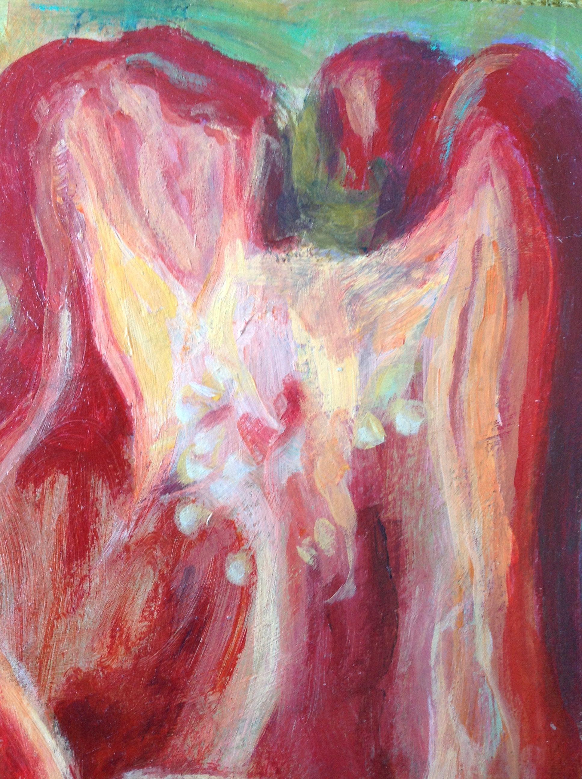 Half of a red pepper, Painting, Acrylic on Paper For Sale 1