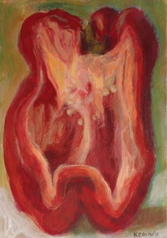 Half of a Red Pepper, Gemälde, Acryl auf Papier