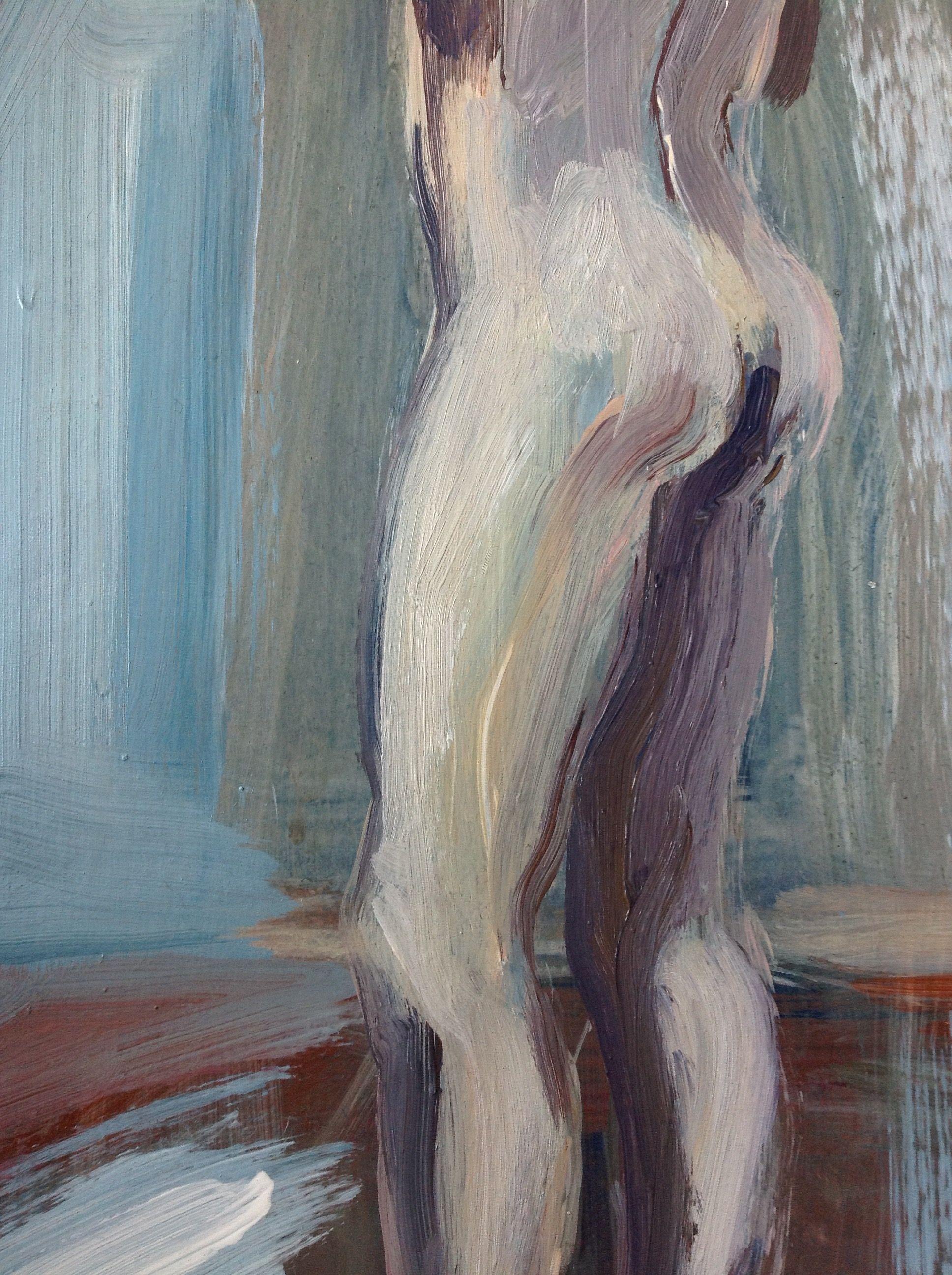 In The Shower, Painting, Acrylic on Paper For Sale 1