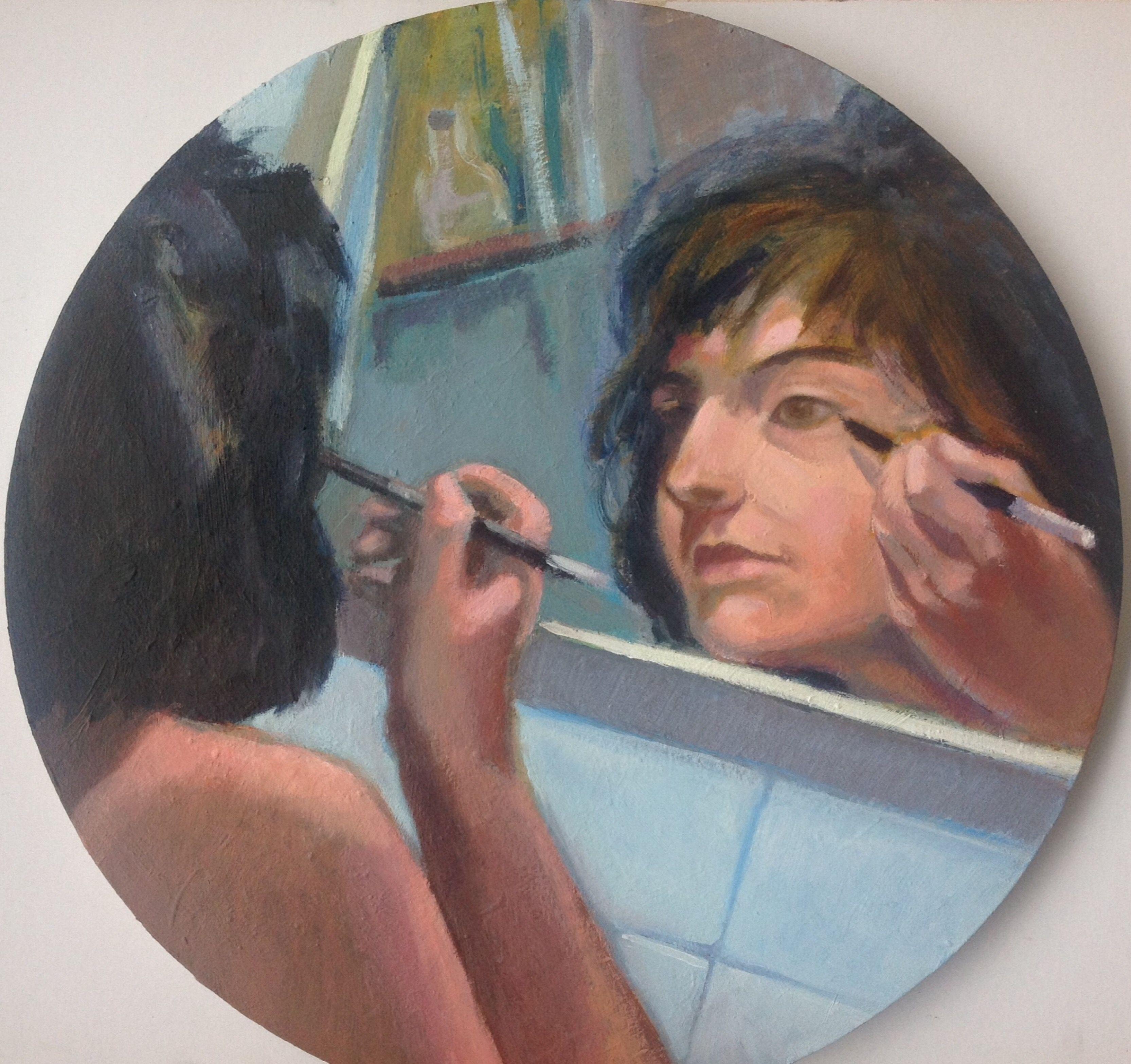 Anyck Alvarez Kerloch Figurative Painting – Make-Up, Gemälde, Acryl auf Leinwand