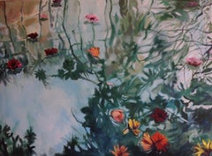 Reflection With Flowers, Painting, Acrylic on Canvas