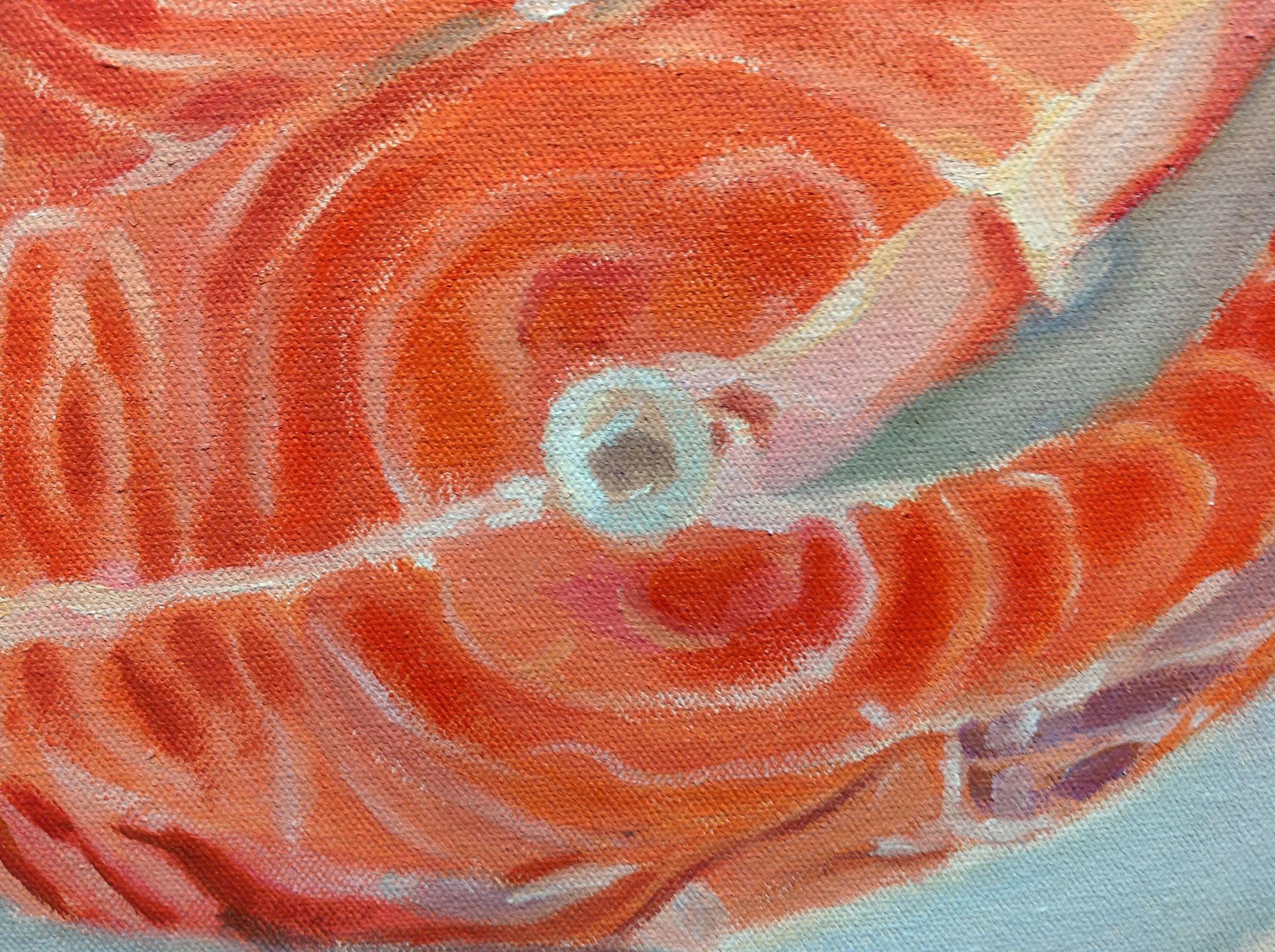 Salmon for Lunch, Painting, Acrylic on Canvas For Sale 2