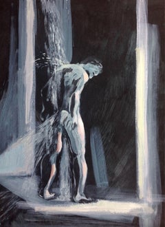 Doccia di notte, Pittura, Acrilico su carta