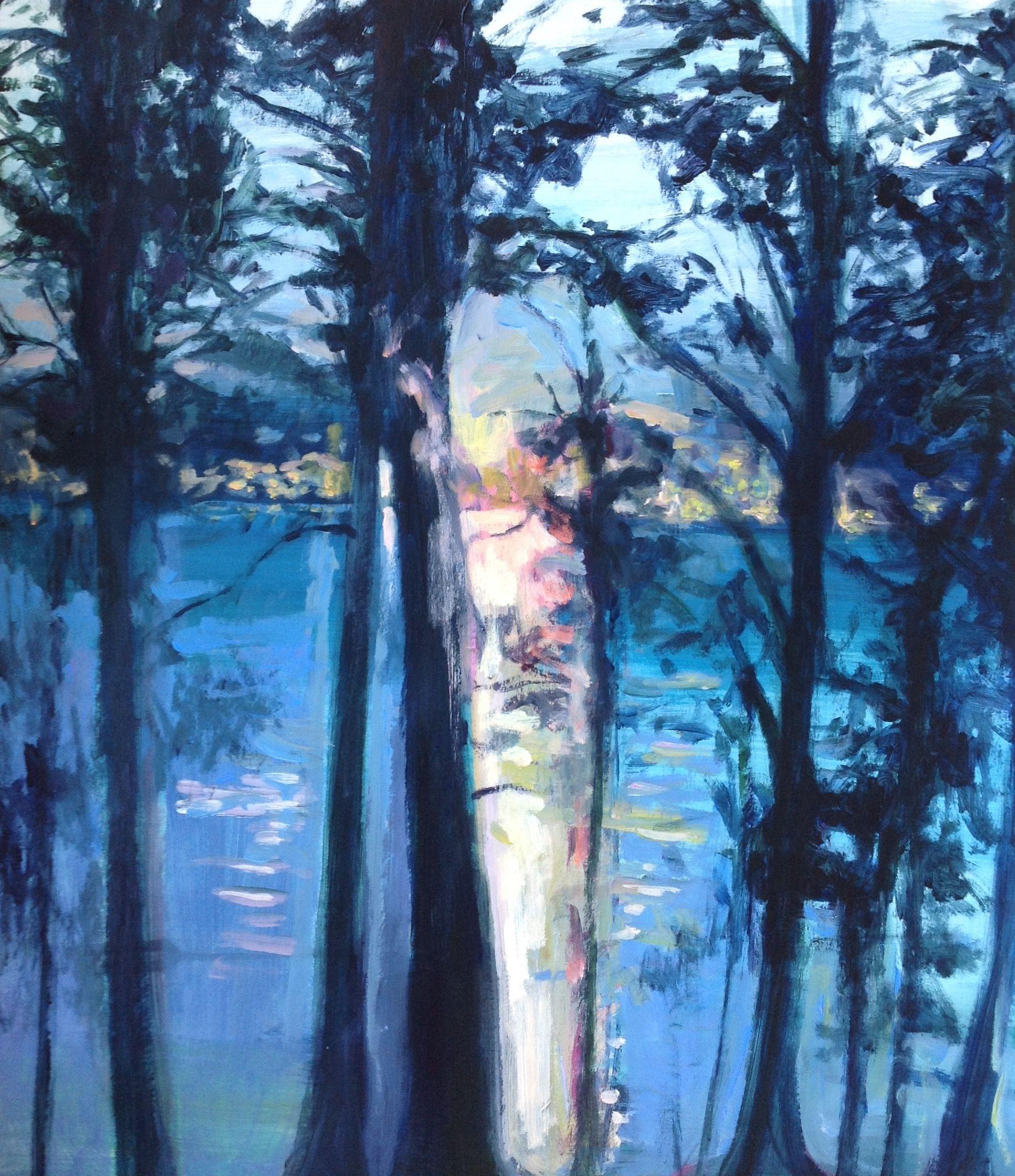 Anyck Alvarez Kerloch Landscape Painting - Sunset #1, Painting, Acrylic on Paper