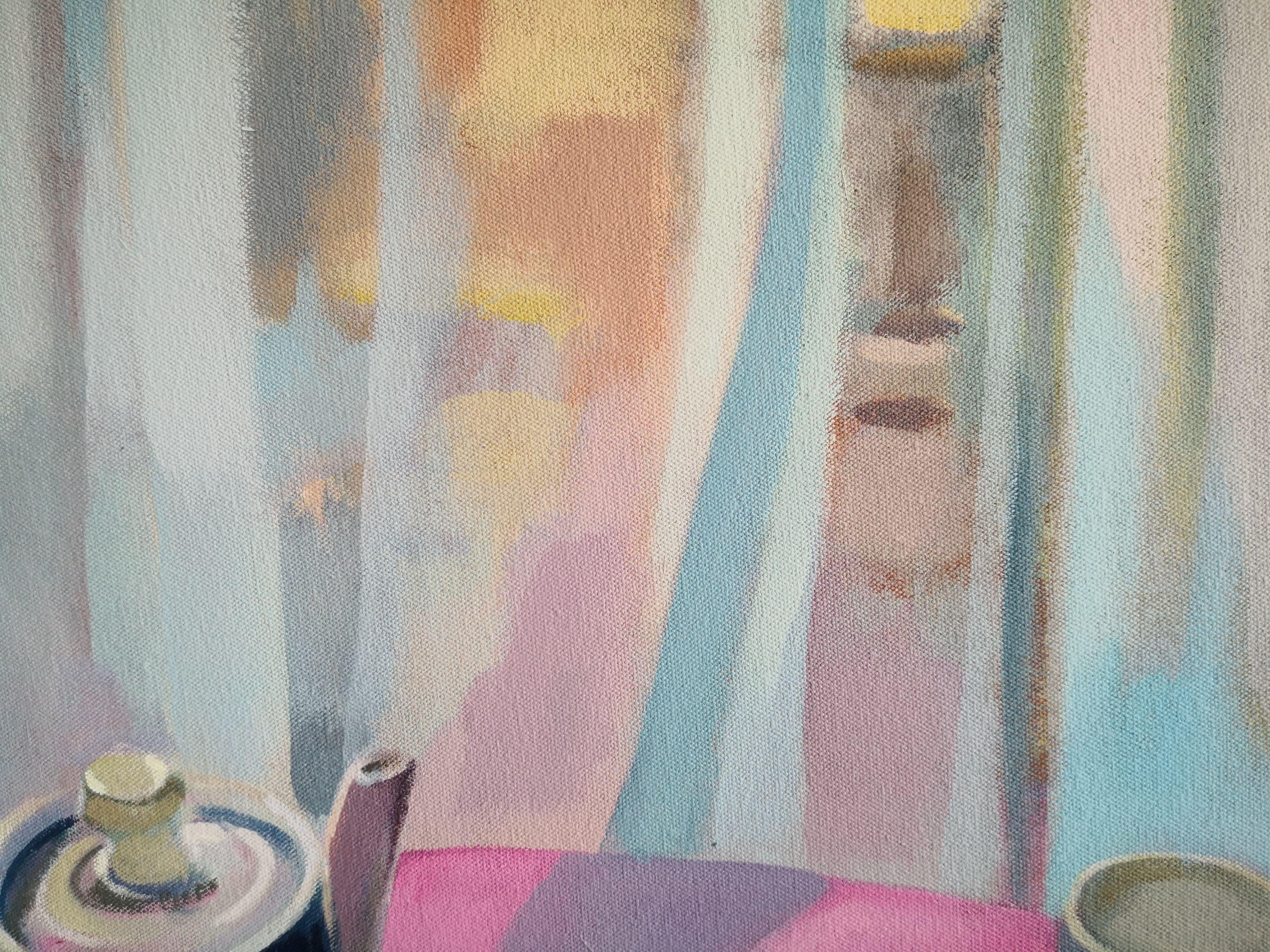 Tea Time, Painting, Acrylic on Canvas For Sale 2