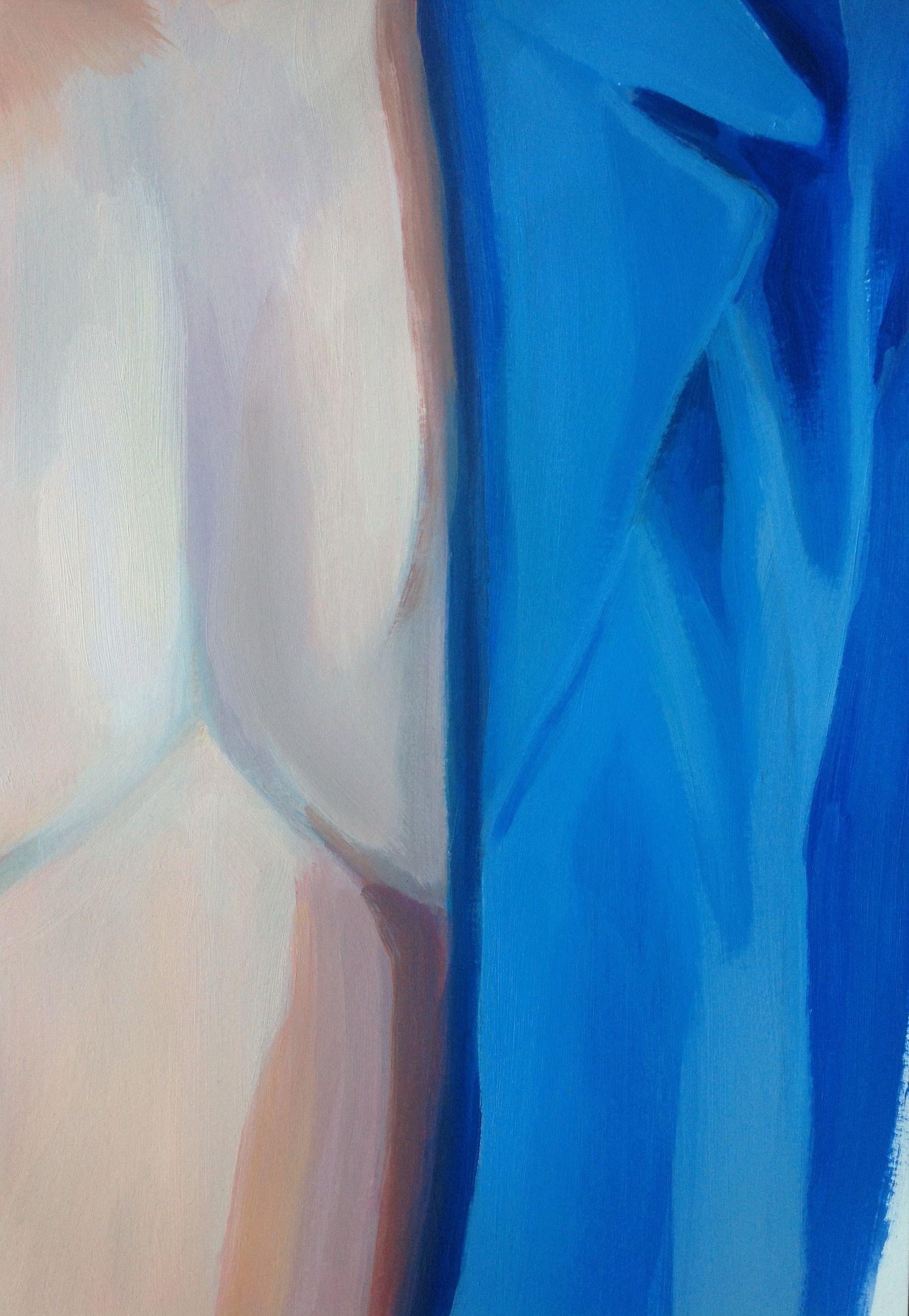 El traje azul, Pintura, Acrílico sobre papel - Figurative Painting Azul de Anyck Alvarez Kerloch