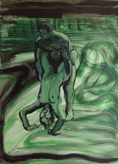 The couple, peinture, acrylique sur papier