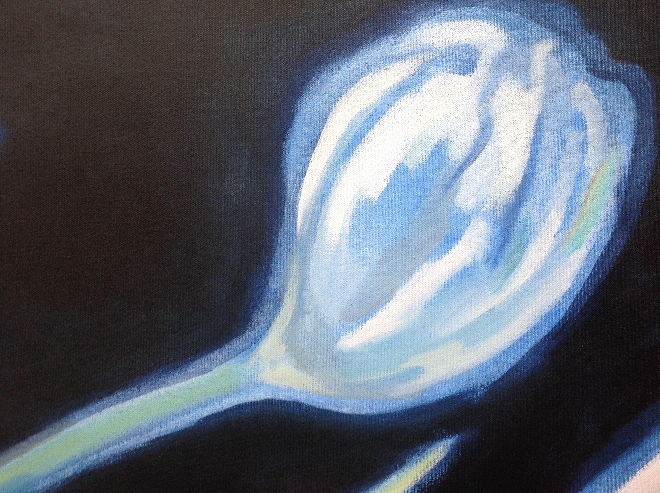 Tulips on Black, Painting, Acrylic on Canvas For Sale 2