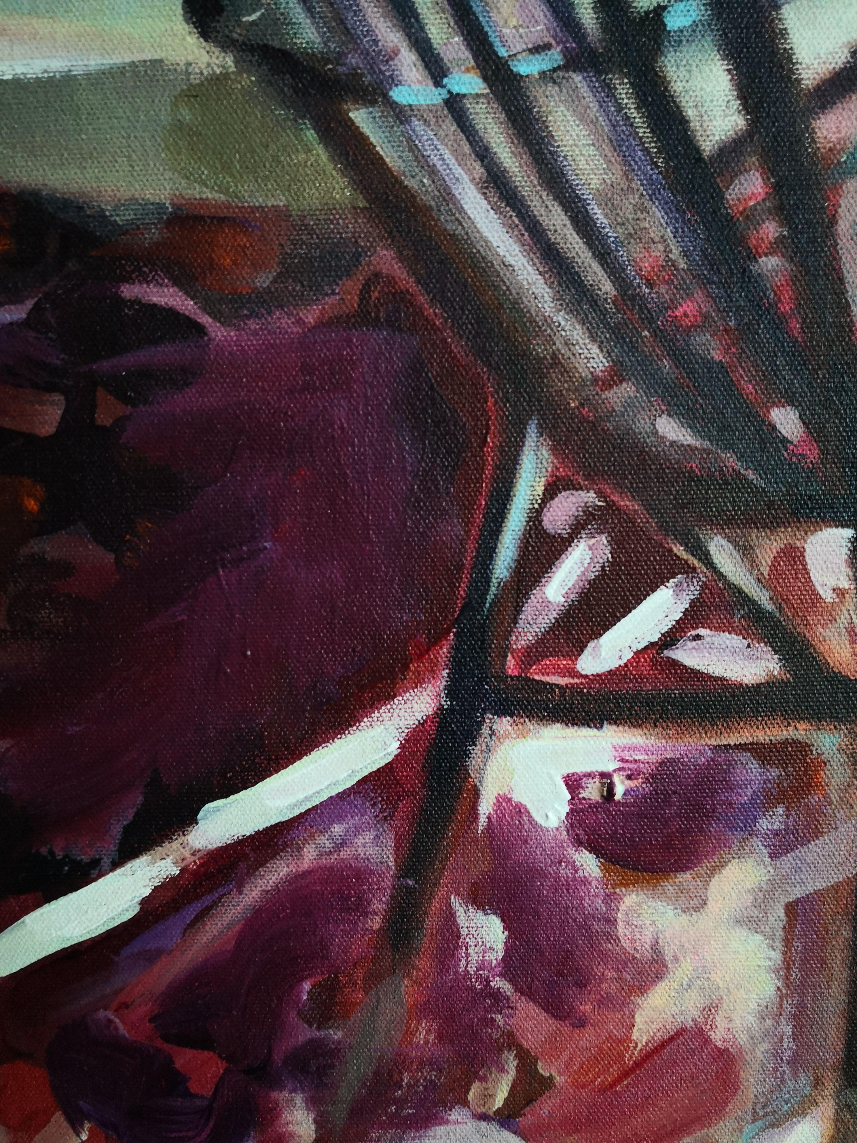 Due sedie e una finestra, Pittura, Acrilico su tela - Painting Espressionista di Anyck Alvarez Kerloch