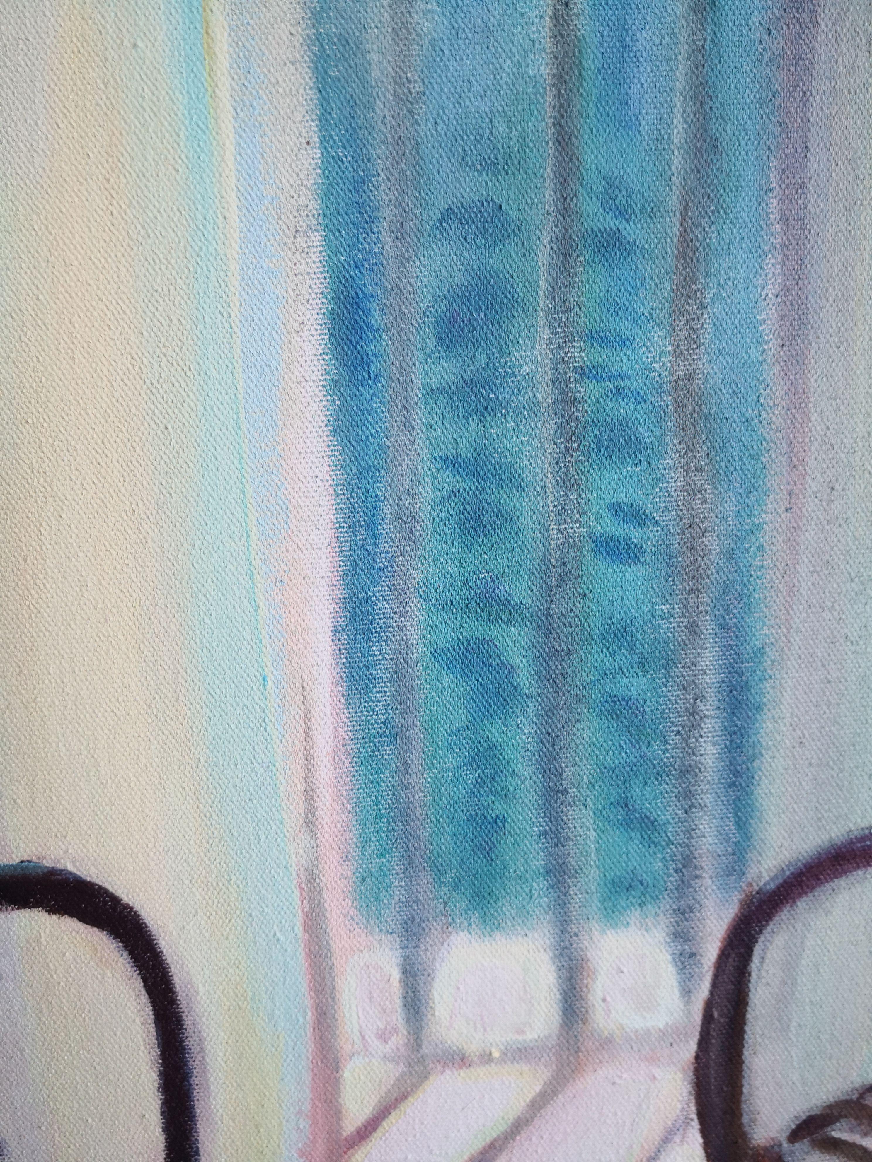 Due sedie e una finestra, Pittura, Acrilico su tela in vendita 2