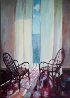 Two Chairs and A Window, Painting, Acrylic on Canvas