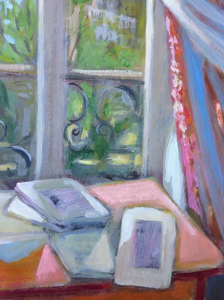 Obra acrílica sobre papel de calidad de archivo.  Pintar ventanas se ha convertido en un tema recurrente, especialmente desde el confinamiento en 2020.  El anhelo de salir y ver el mundo exterior a través de la ventana :: Pintura :: Expresionismo ::