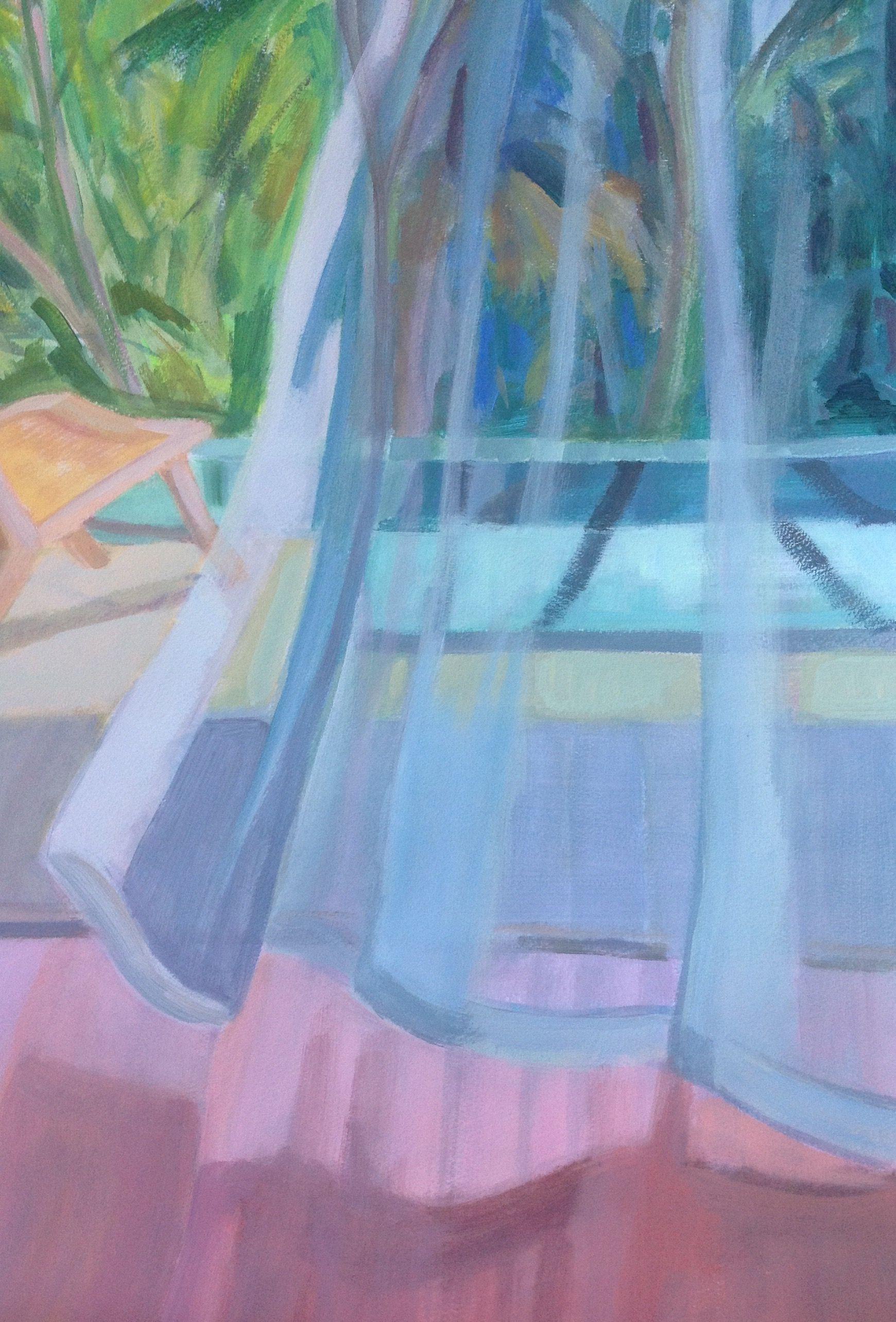Acryl auf Papier in Archivierungsqualität. Geschehen während der Niederkunft aufgrund von Covid-19.  Sehnsucht nach unbeschwerten Tagen und der Möglichkeit, ins Freie zu gehen :: Gemälde :: Modern :: Dieses Werk wird mit einem offiziellen, vom