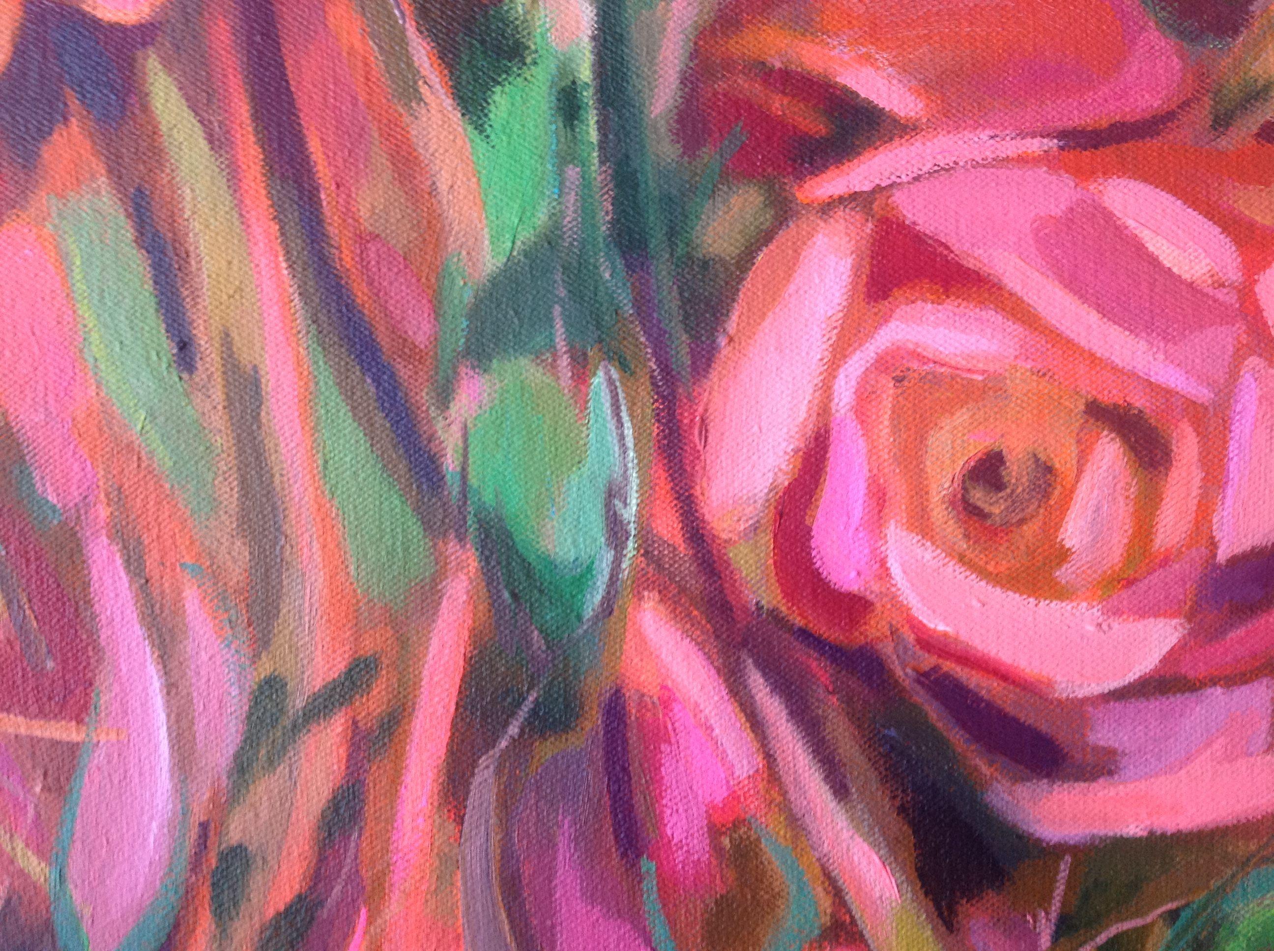 Acrilico su tela. Studio sulla forma e sul colore. Sto realizzando una serie sui fiori dell'immaginazione. È stimolante e divertente: Pittura :: Contemporanea :: Questo pezzo viene fornito con un certificato ufficiale di autenticità firmato