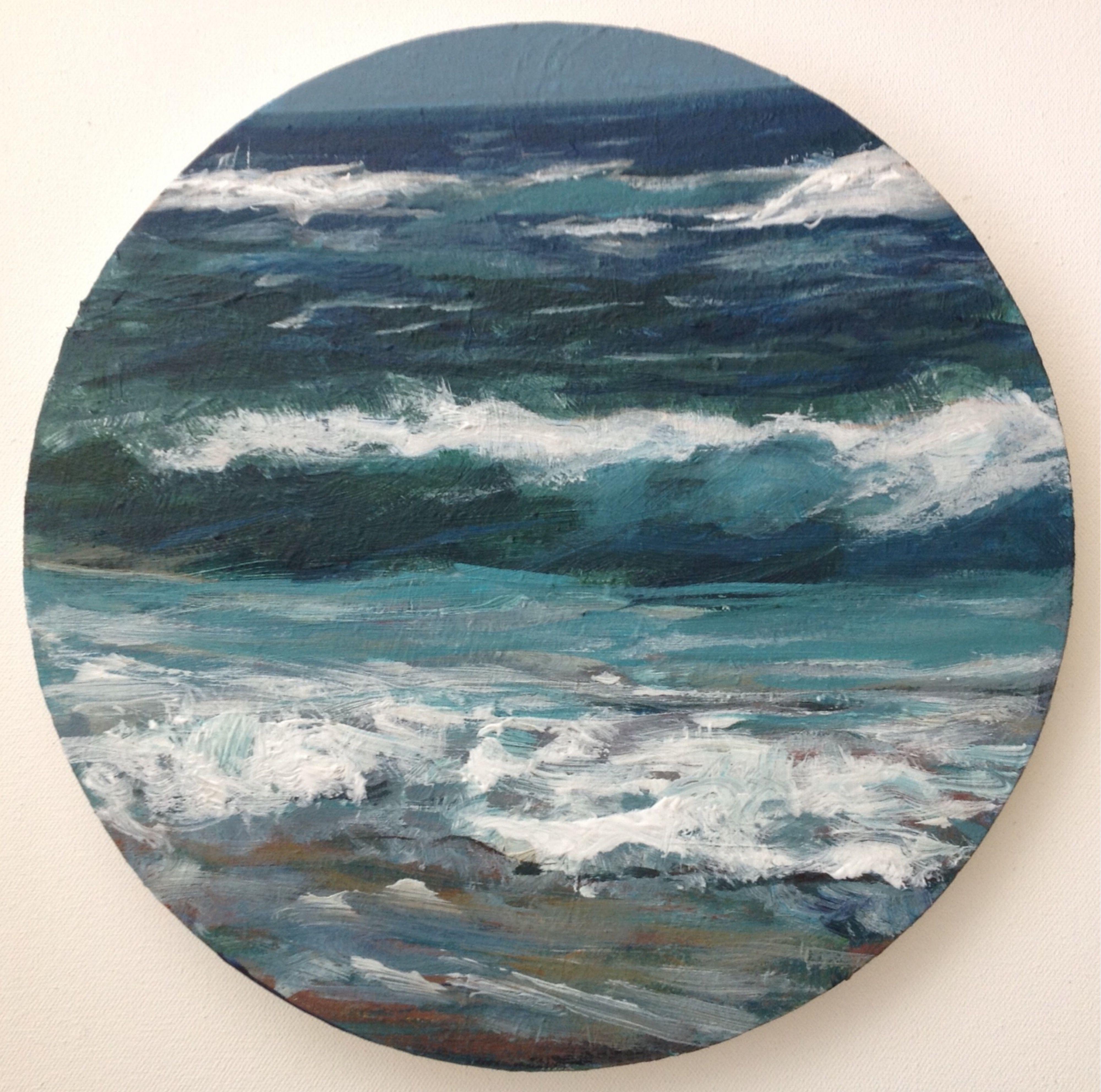 Acrylic on small round canvas. Thick brush strokes. I live by the sea and it has become one of my recurrent subjects. :: Painting :: Contemporary :: This piece comes with an official certificate of authenticity signed by the artist :: Ready to Hang: